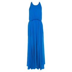 3.1 Phillip Lim Sapphire Blue Silk Crepe Gathered Halter Maxi Dress S