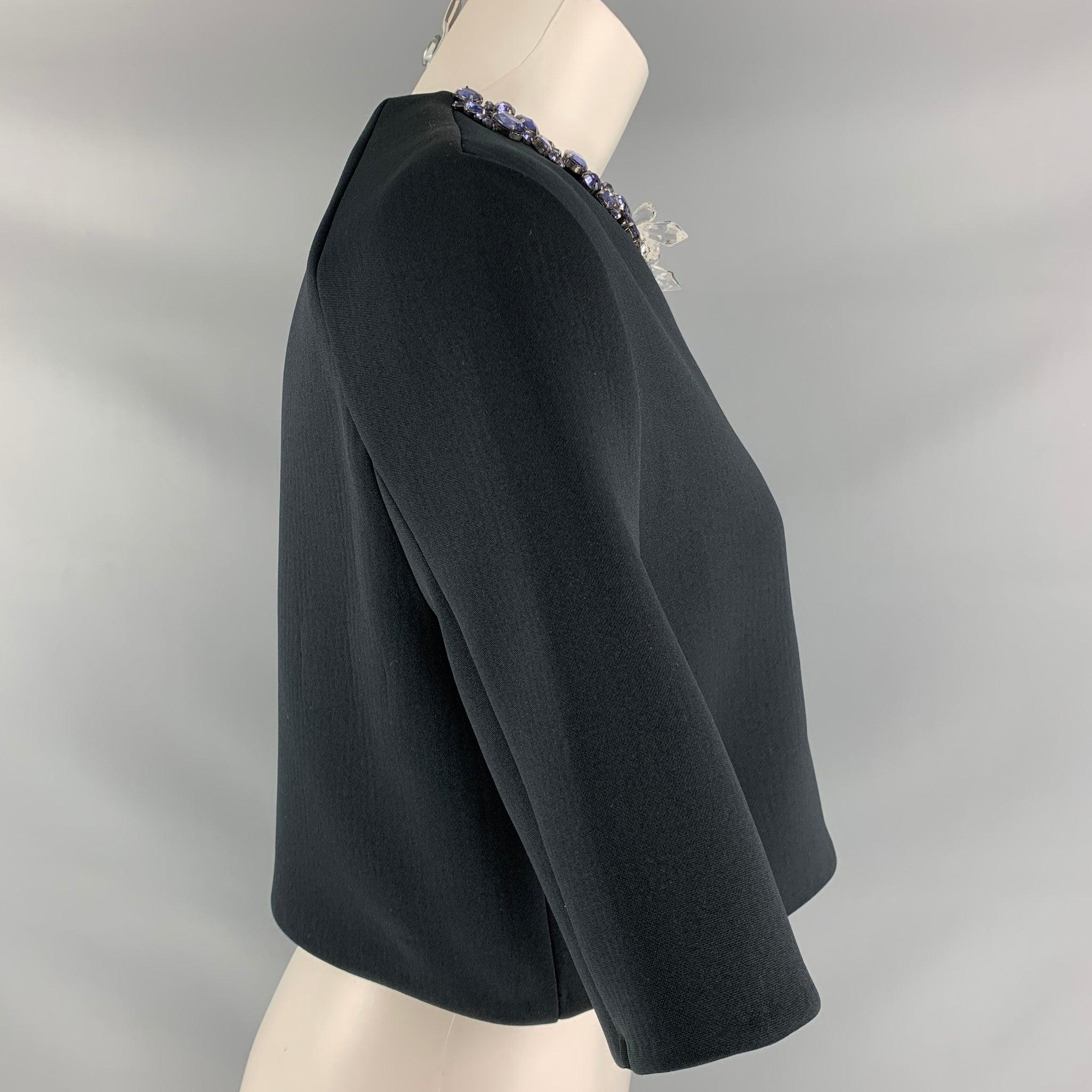 3.1 PHILLIP LIM Size 0 Black Polyester Rhinestones Dress Top In Excellent Condition For Sale In San Francisco, CA