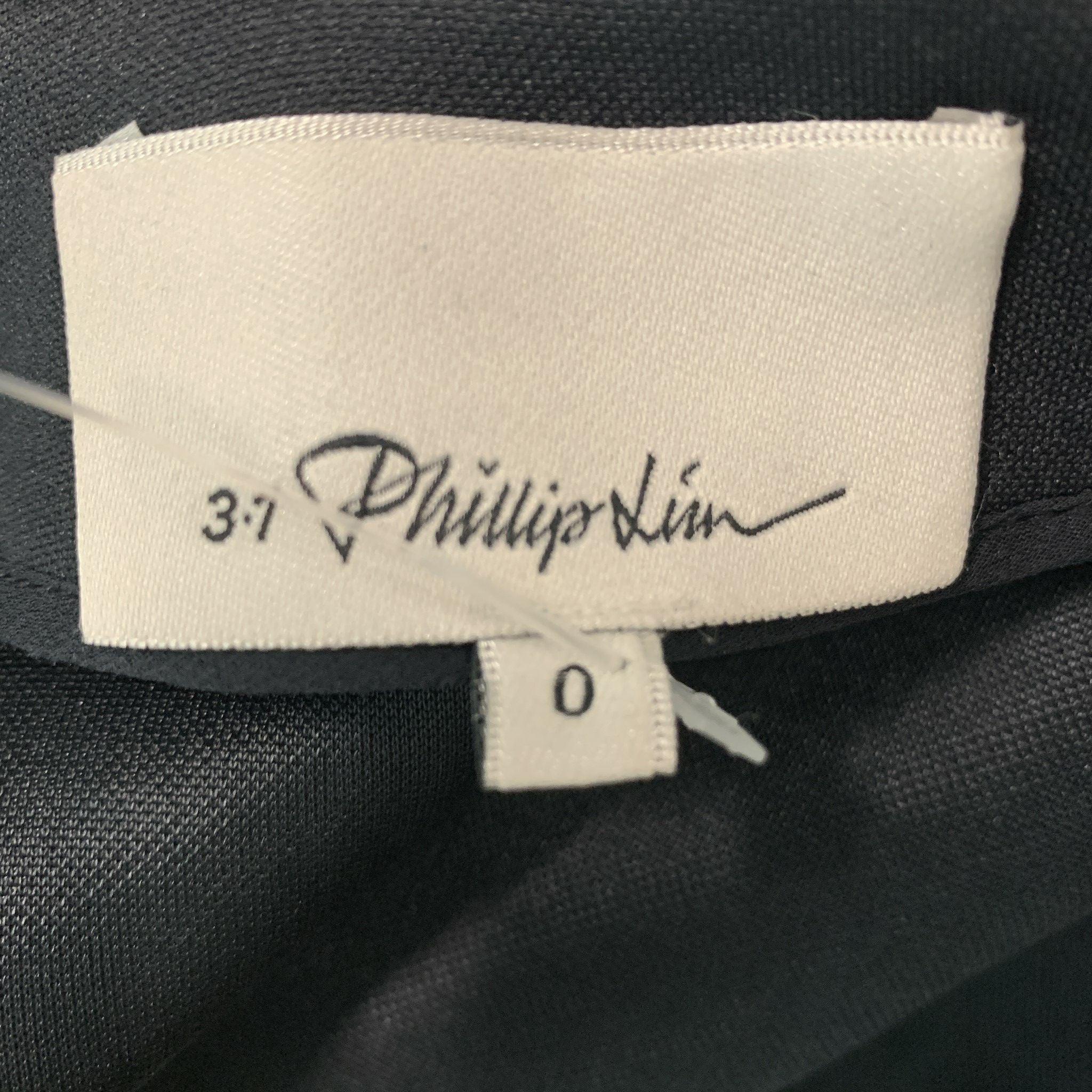 3.1 PHILLIP LIM - Haut noir en polyester avec strass, taille 0 en vente 1