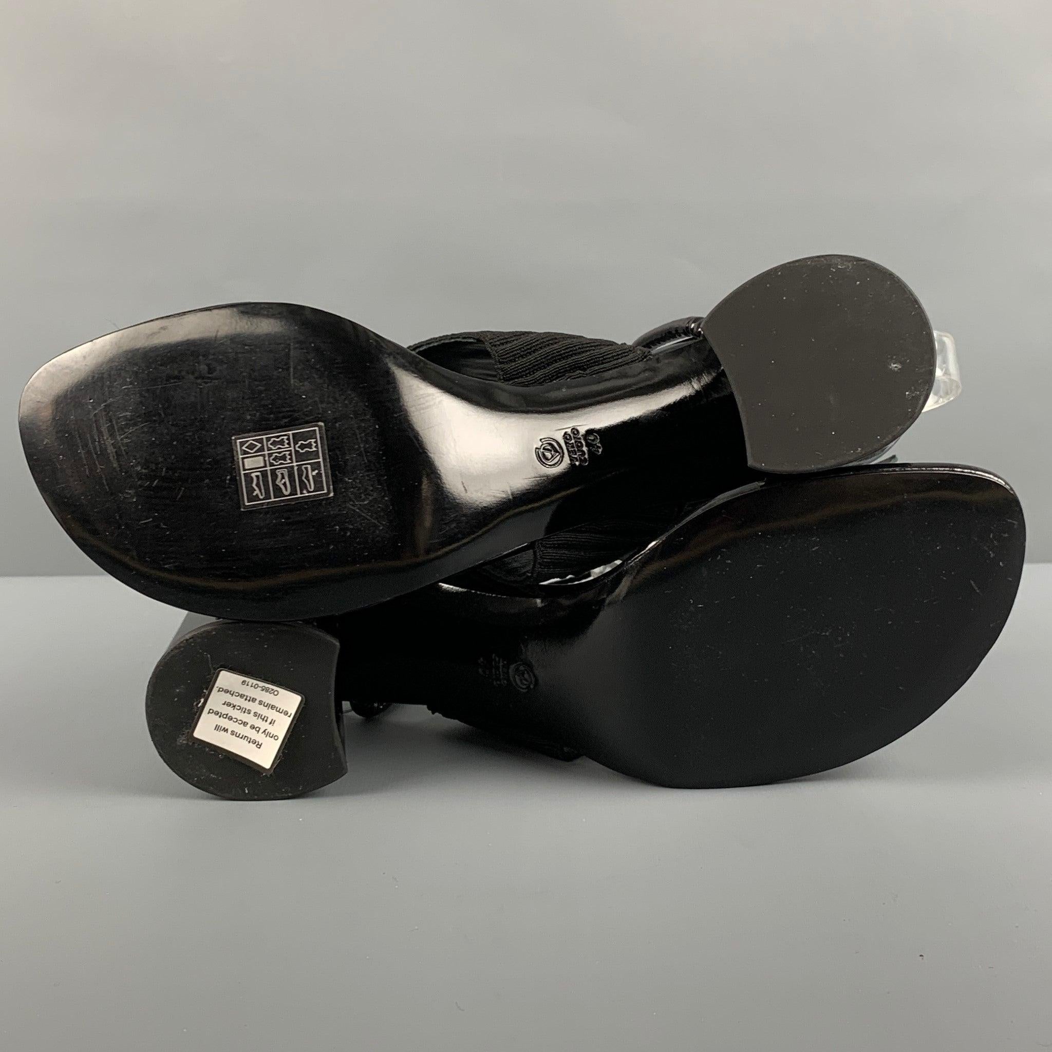 3.1 PHILLIP LIM Size 10 Black Patent Leather Aplique Ankle Strap Sandals For Sale 3