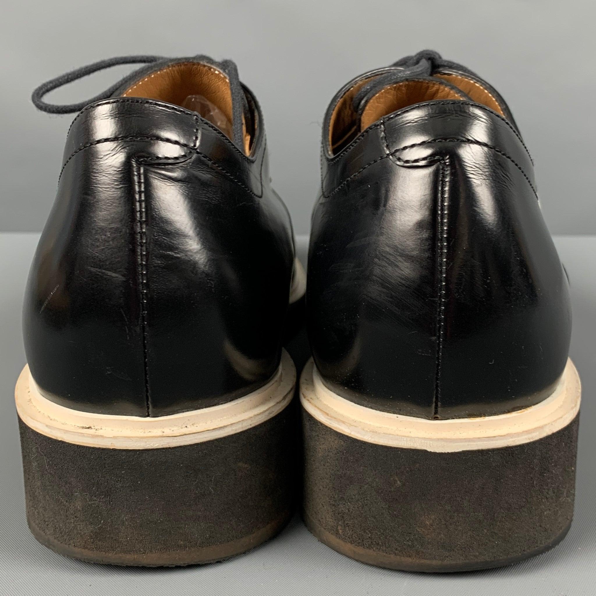 3.1 PHILLIP LIM Size 10 Black White Leather Platform Lace Up Shoes In Good Condition In San Francisco, CA
