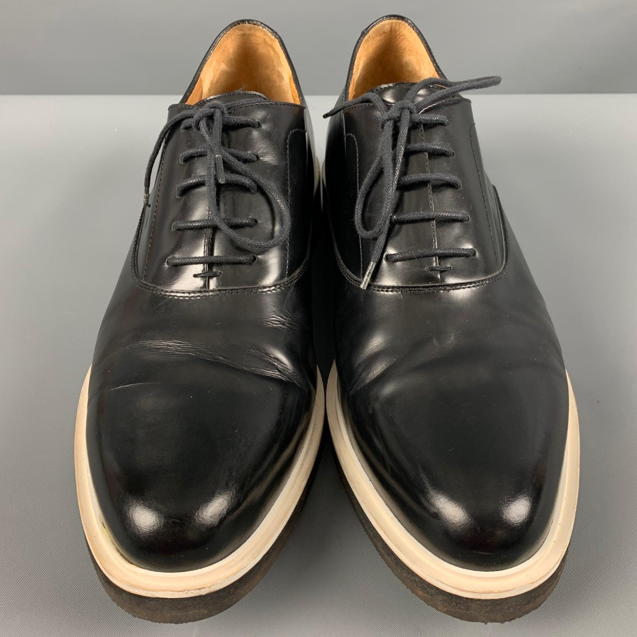 Men's 3.1 PHILLIP LIM Size 10 Black White Leather Platform Lace Up Shoes