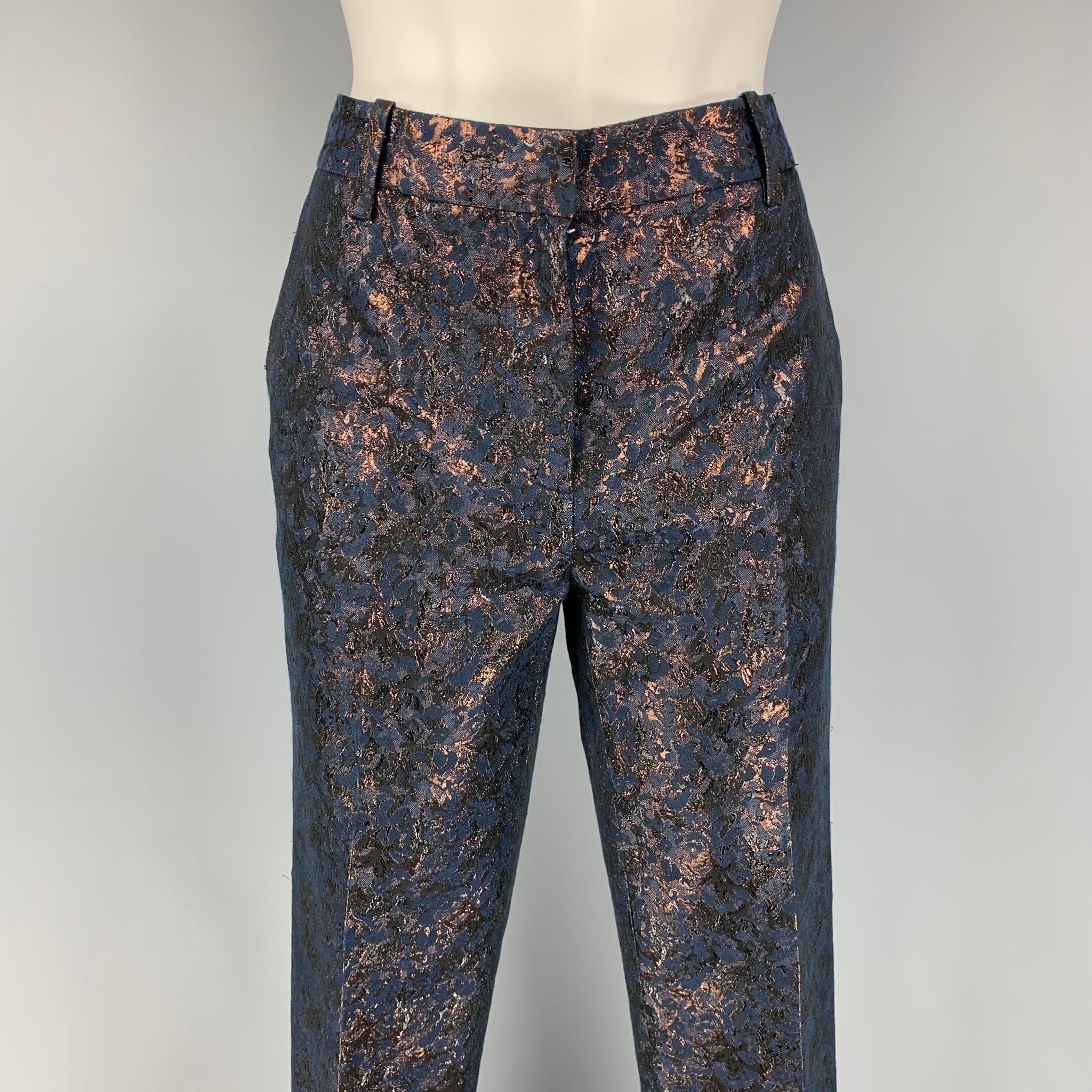3.1 PHILLIP LIM dress pants comes in a navy & copper polyester / cotton featuring a narrow leg, front tab, and a zip fly closure. 

Very Good Pre-Owned Condition.
Marked: 2

Measurements:

Waist: 30 in.
Rise: 10 in.
Inseam: 26.5 in. 