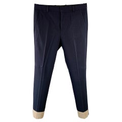 3.1 PHILLIP LIM Size 32 Navy Taupe Twill Viscose Blend Contrast Trim Dress Pants