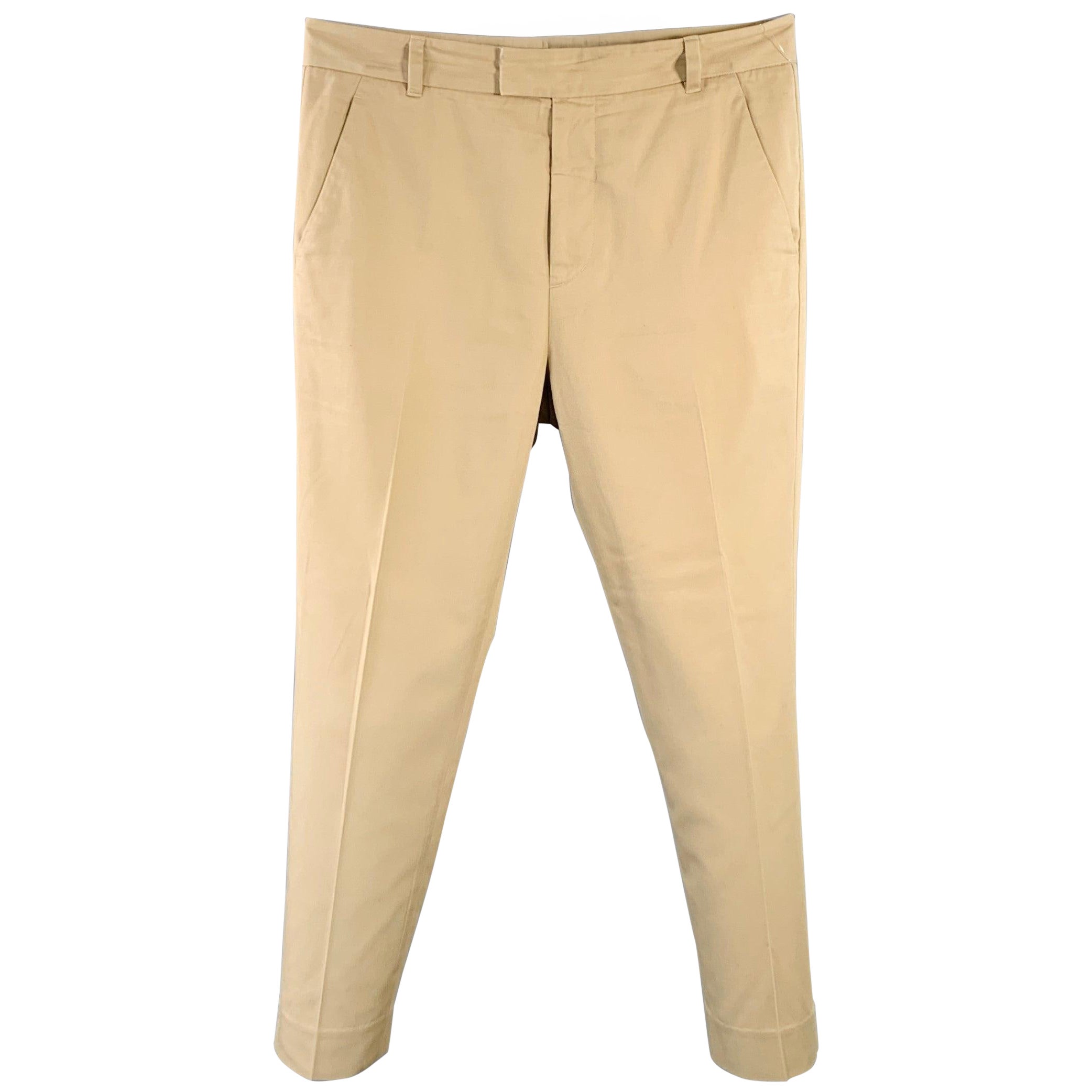3.1 PHILLIP LIM Size 32 Tan Twill Polyester Cotton Flat Front Tapered Casual Pants