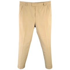 3.1 PHILLIP LIM Size 32 Tan Twill Polyester Cotton Flat Front Tapered Casual Pants