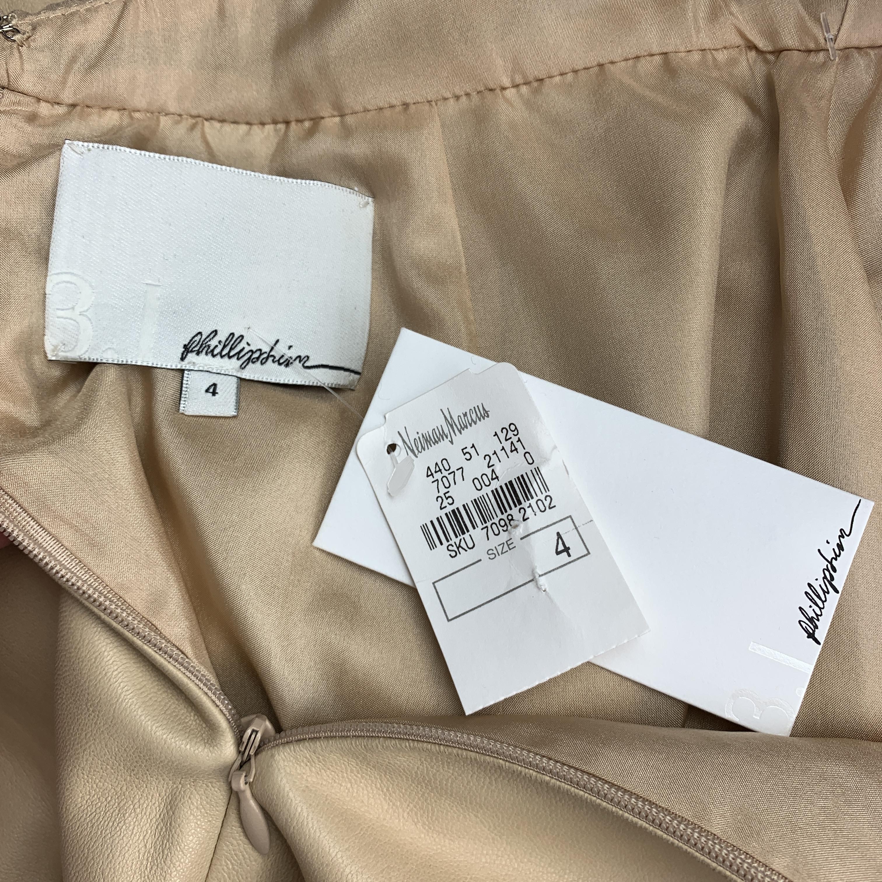 3.1 PHILLIP LIM Size 4 Camel Beige Leather Halter Dress In New Condition In San Francisco, CA