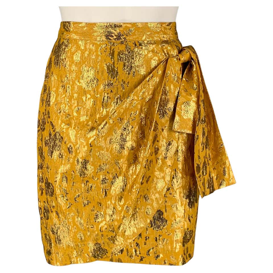 James Purcell Vintage New Gold Leather Distressed High Waisted Pencil ...