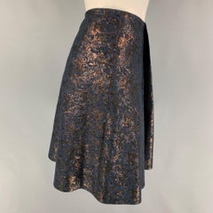 3.1 PHILLIP LIM Size 4 Navy Polyester Cotton Jacquard Wrap Skirt