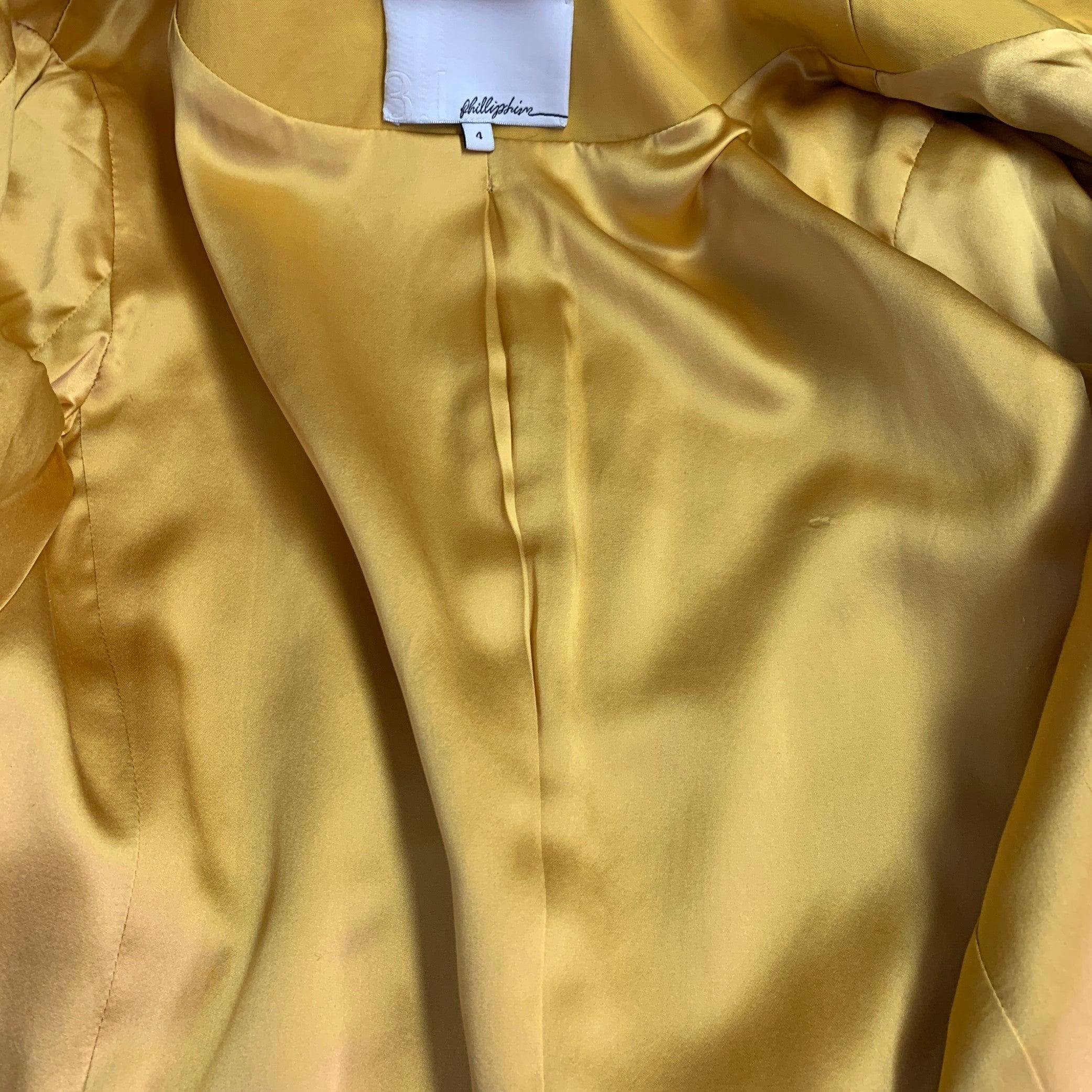 3.1 PHILLIP LIM Size 4 Yellow Cotton Blend Ruffled Jacket Blazer For Sale 2