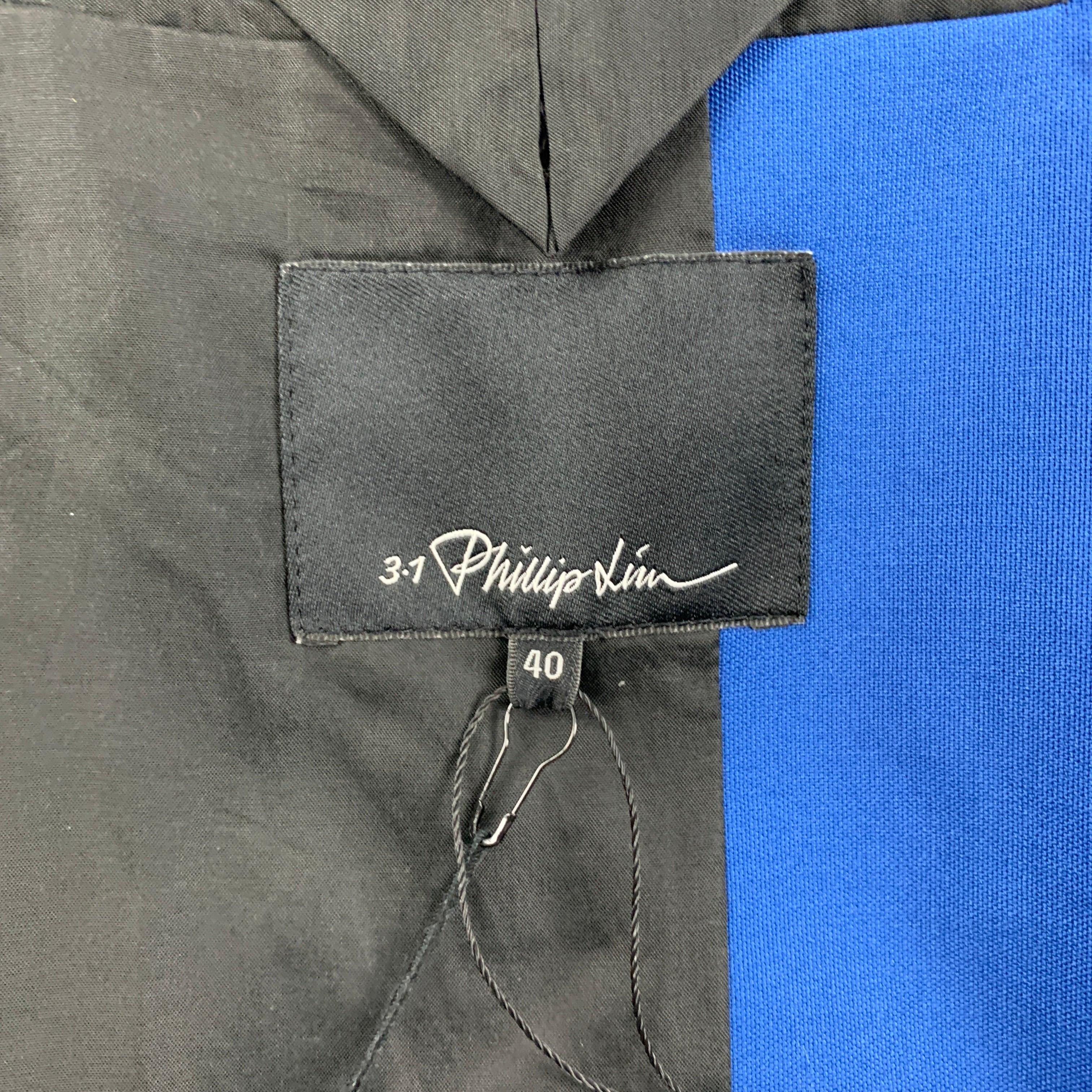 3.1 PHILLIP LIM Size 40 Royal Blue Wool Blend Notch Lapel Suit For Sale 4