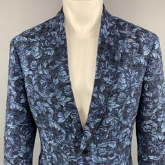 3.1 PHILLIP LIM Size 42 Floral Navy Jacquard Blend Notch Lapel Sport Coat