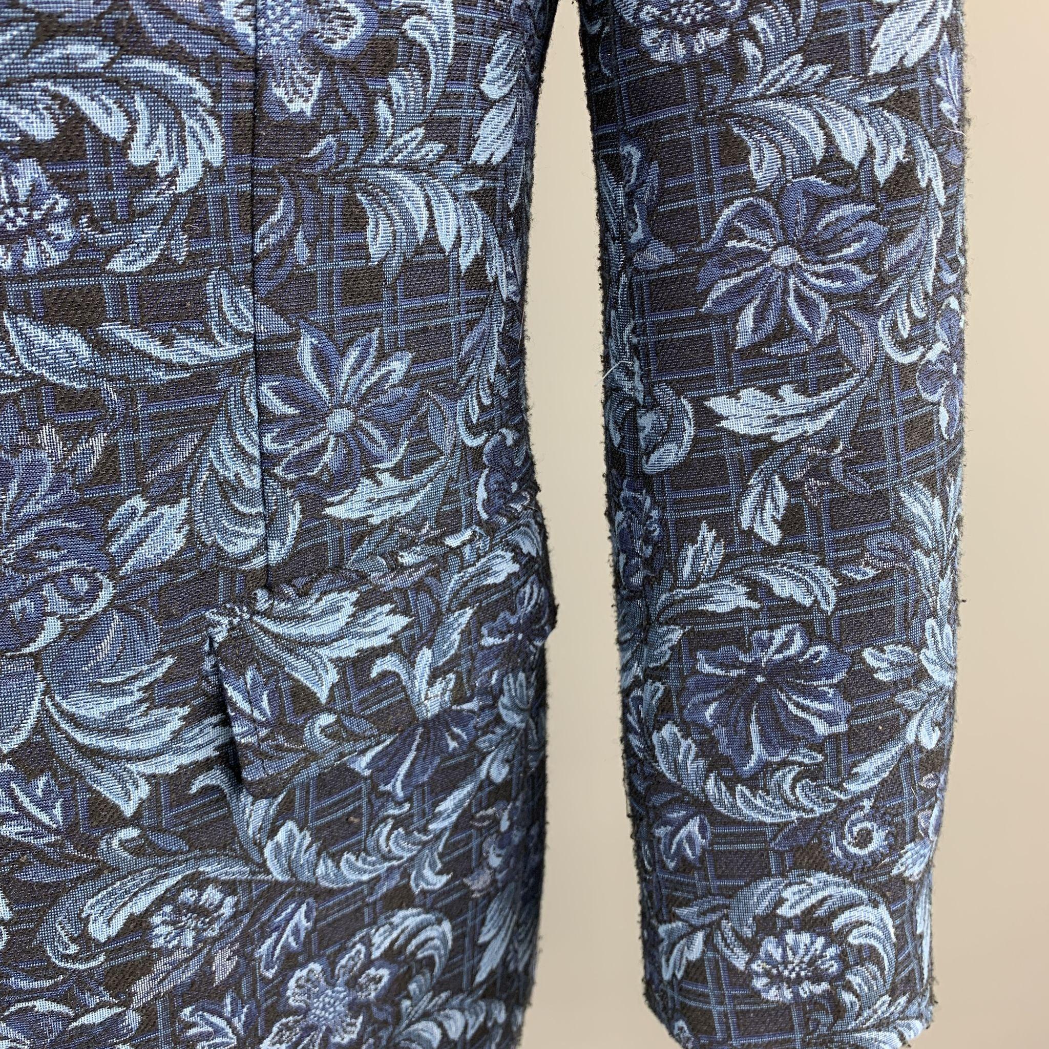 Men's 3.1 PHILLIP LIM Size 42 Floral Navy Jacquard Viscose Blend Notch Lapel Coat For Sale
