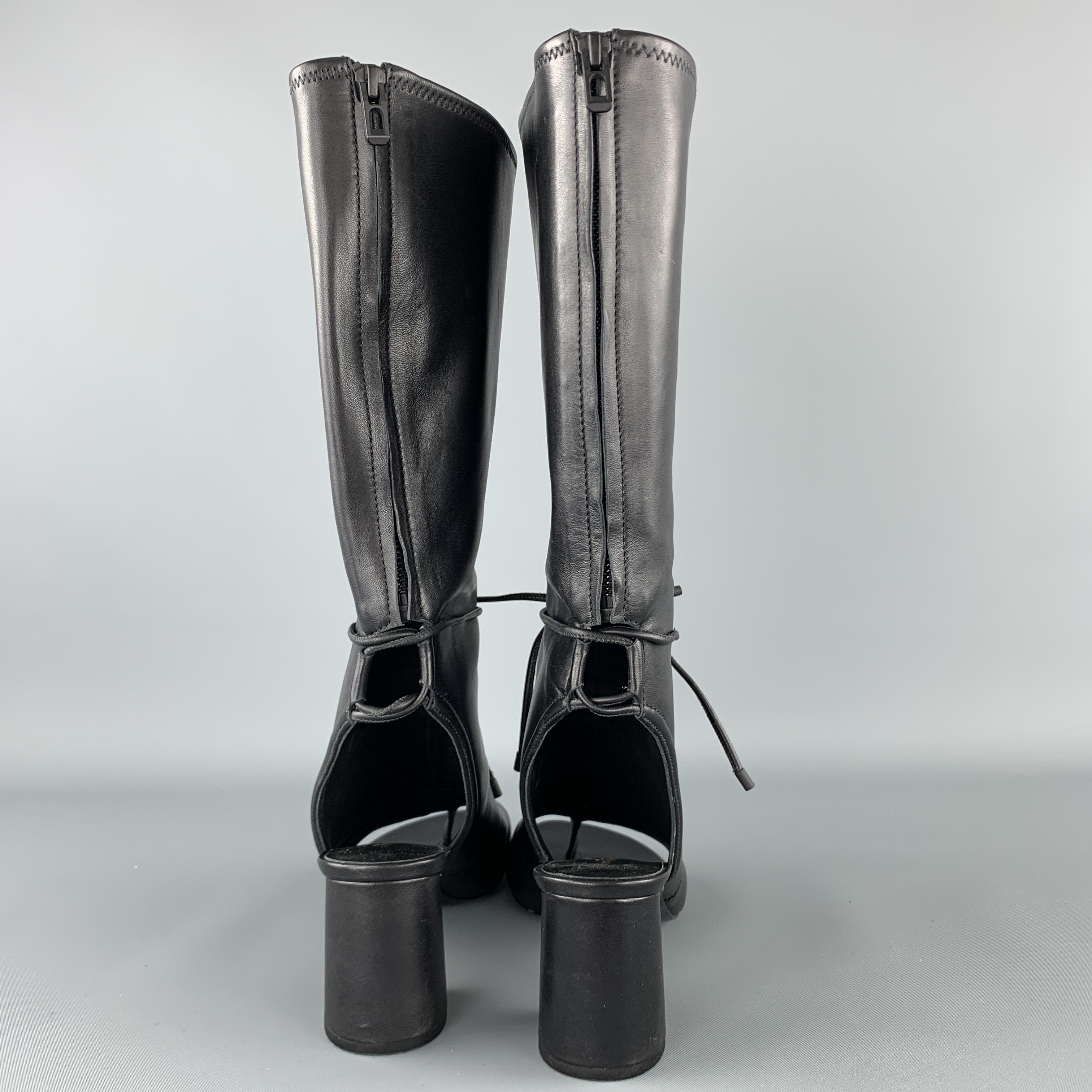 3.1 PHILLIP LIM Size 9 Black Leather Open Toe Sandal Boots 1