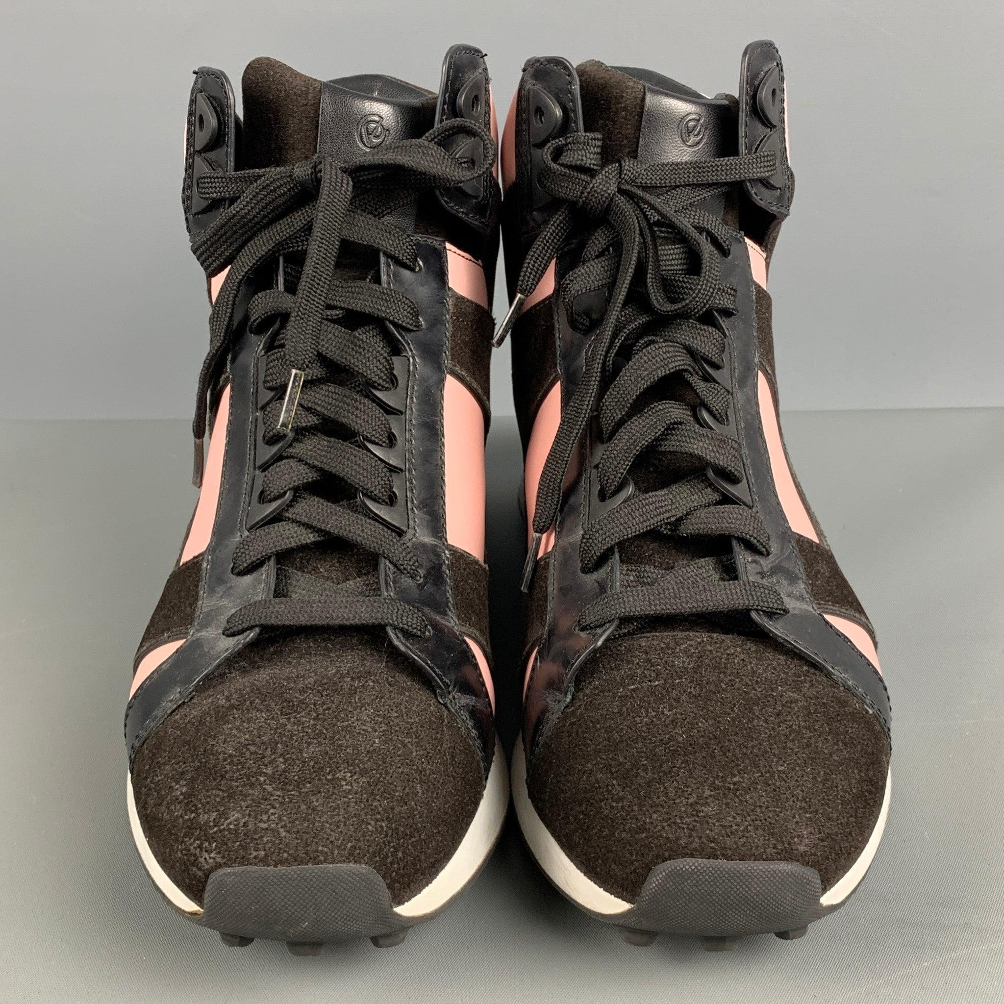 3.1 Phillip Lim Taille 9.5 Noir Rose Cuir Color Block High Top Sneakers Pour femmes en vente