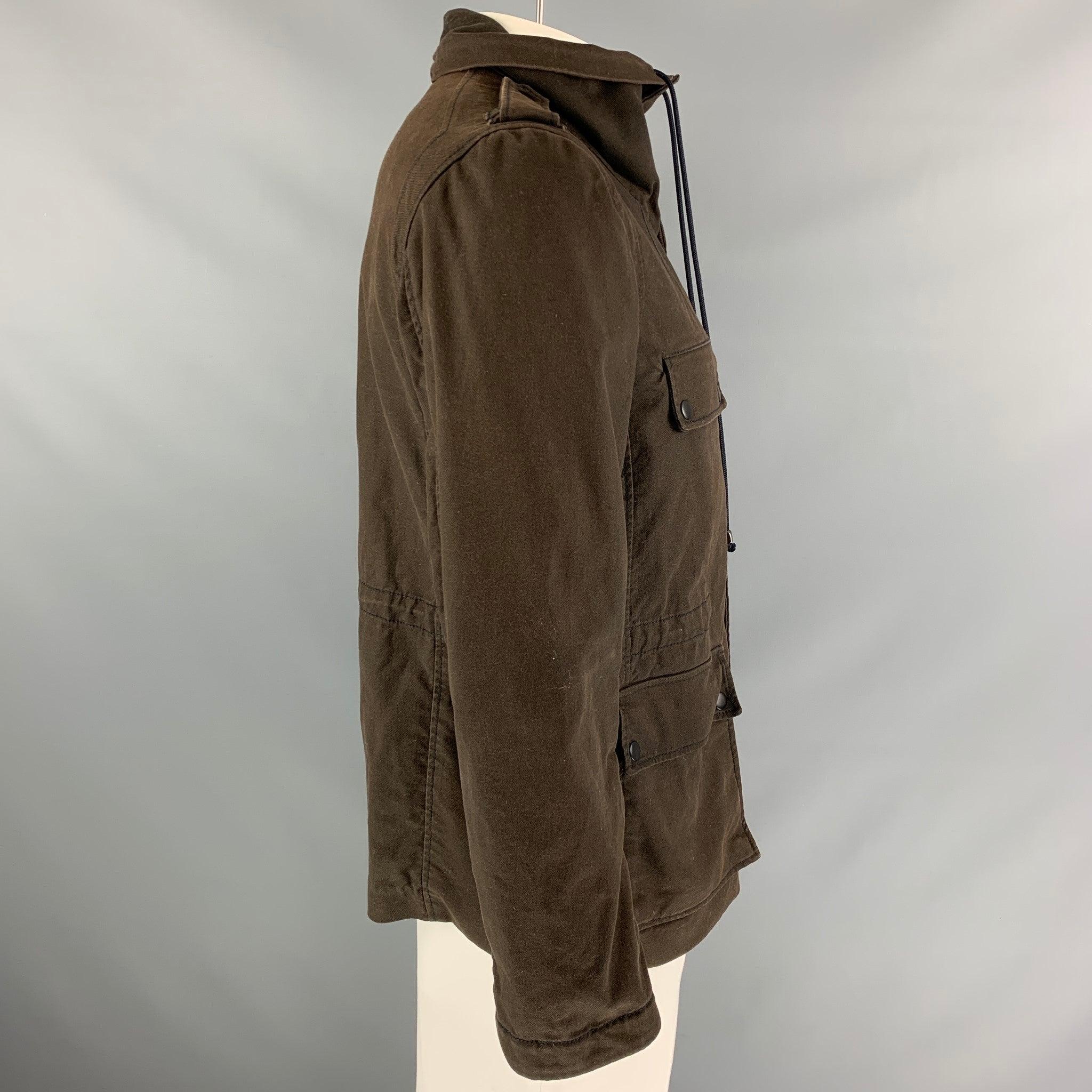 3.1 PHILLIP LIM Size L Brown Cotton Utility Coat In Good Condition For Sale In San Francisco, CA