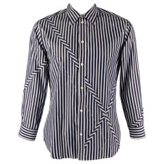 3.1 PHILLIP LIM Size L Navy White Stripe Long Sleeve Shirt