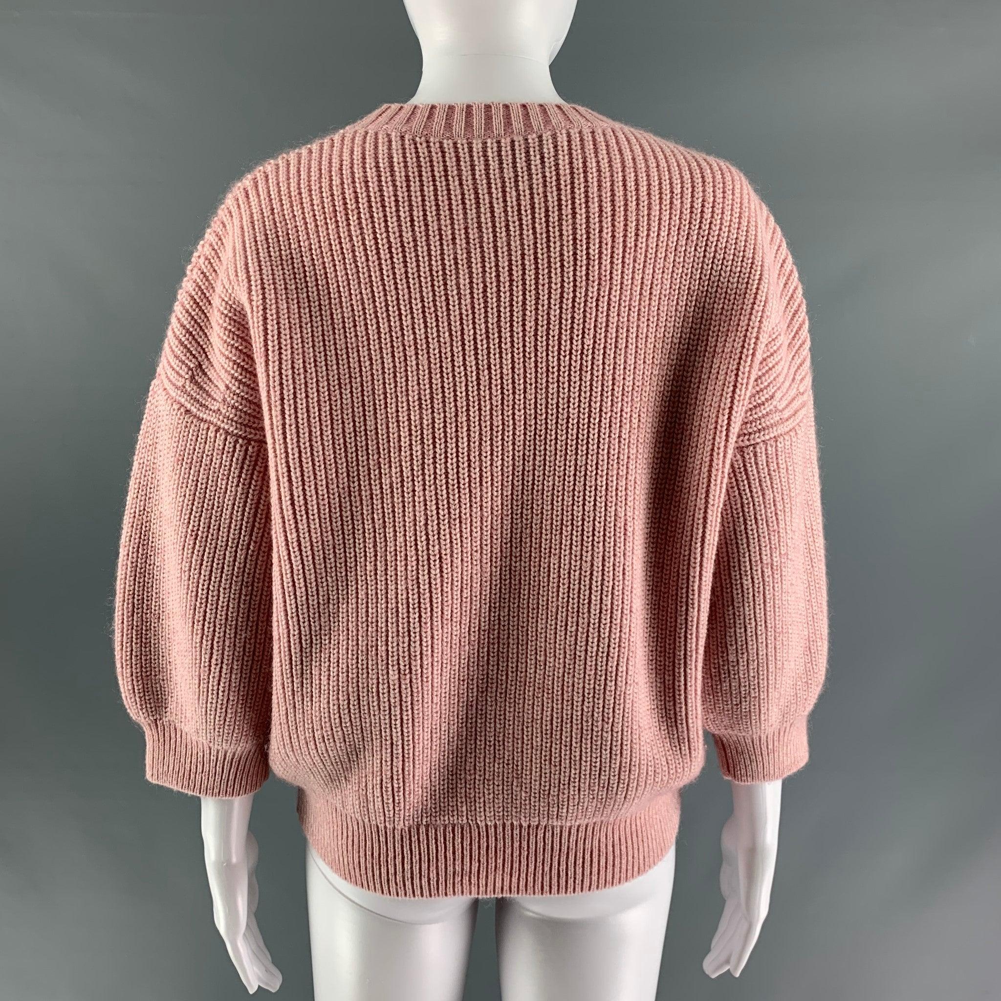 3.1 PHILLIP LIM Size M Pink Wool  Polyester Crew-Neck Sweater In Good Condition For Sale In San Francisco, CA