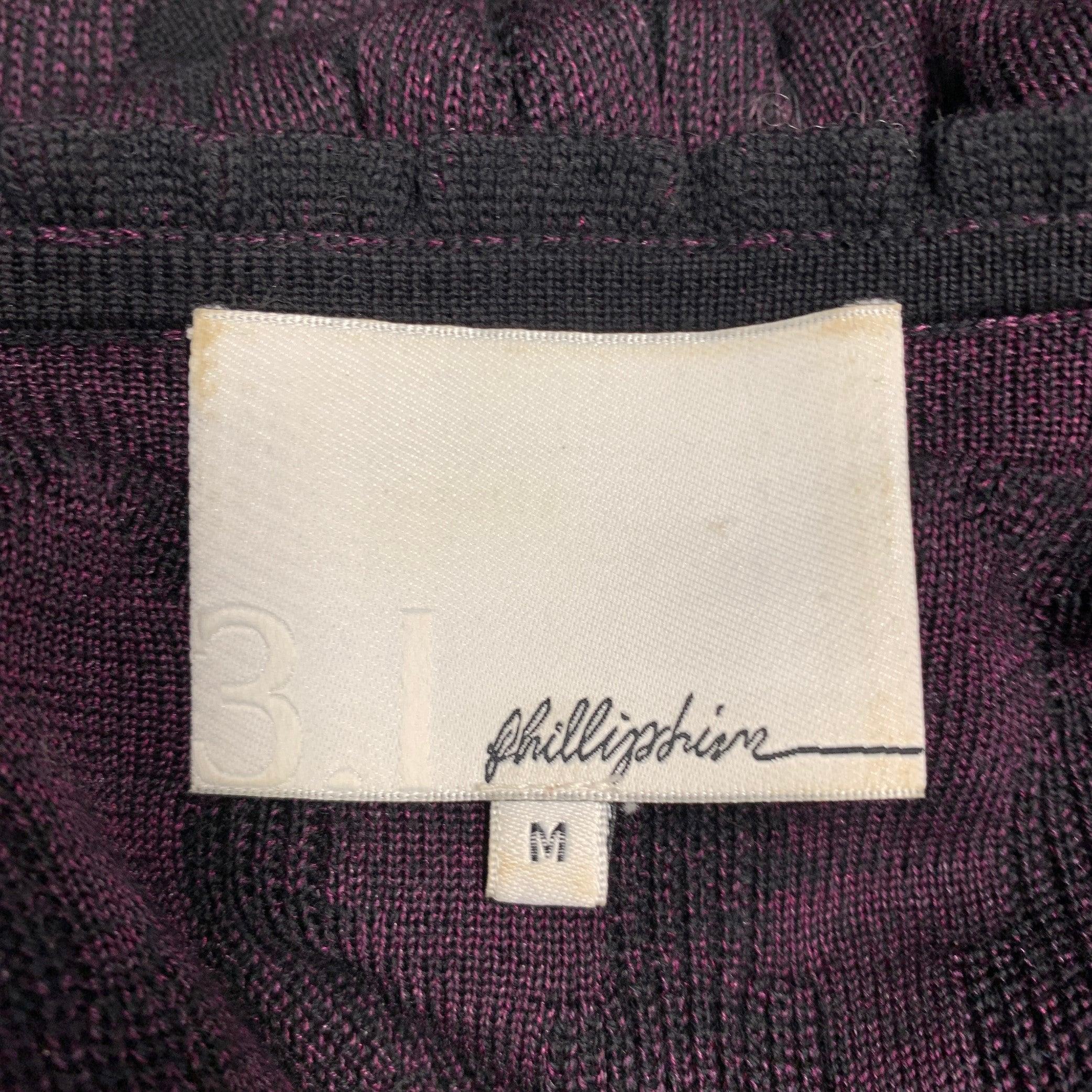 3.1 PHILLIP LIM Size M Purple Black Knit Geometric Belted Knee Length Dress For Sale 1
