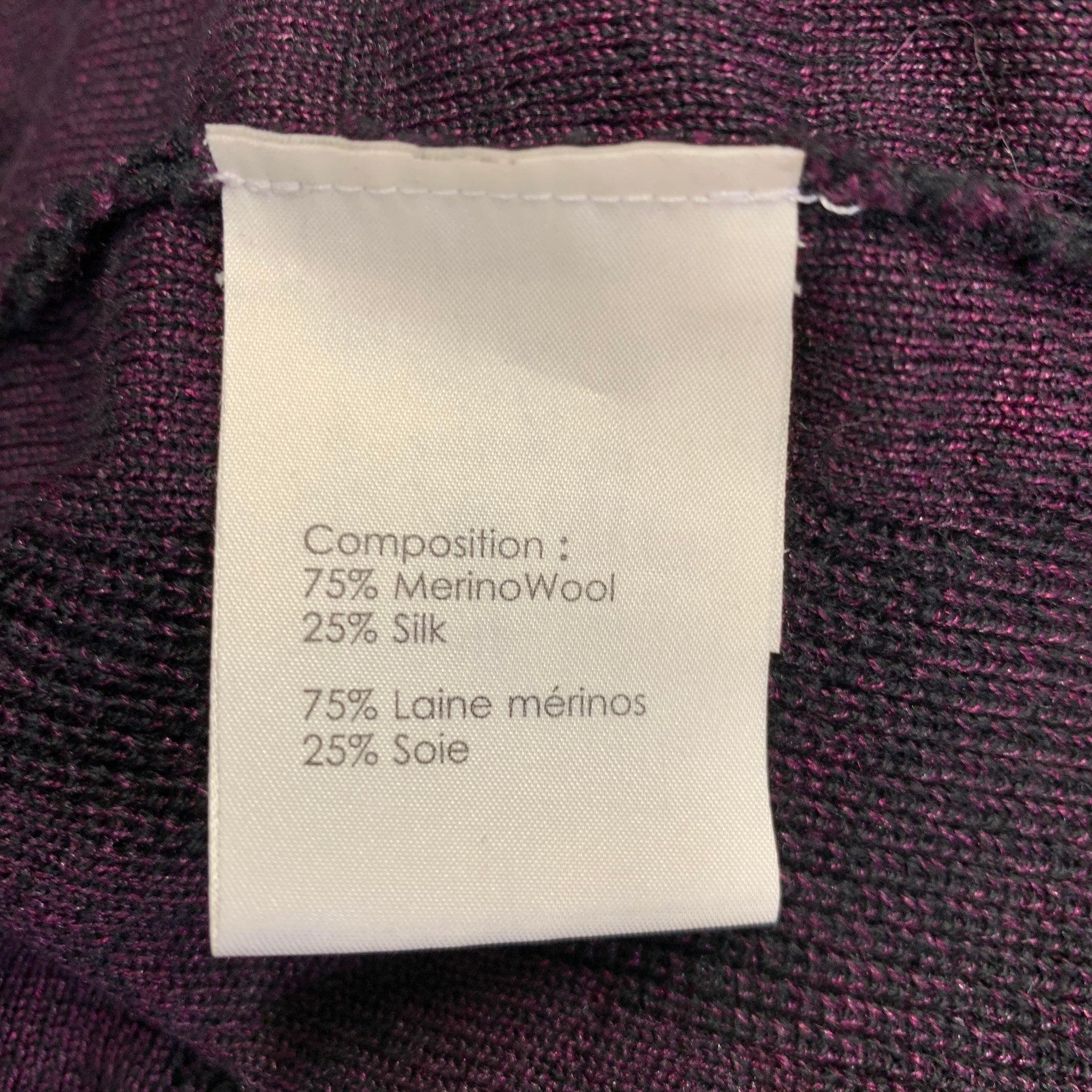 3.1 PHILLIP LIM Size M Purple Black Knit Geometric Belted Knee Length Dress For Sale 2