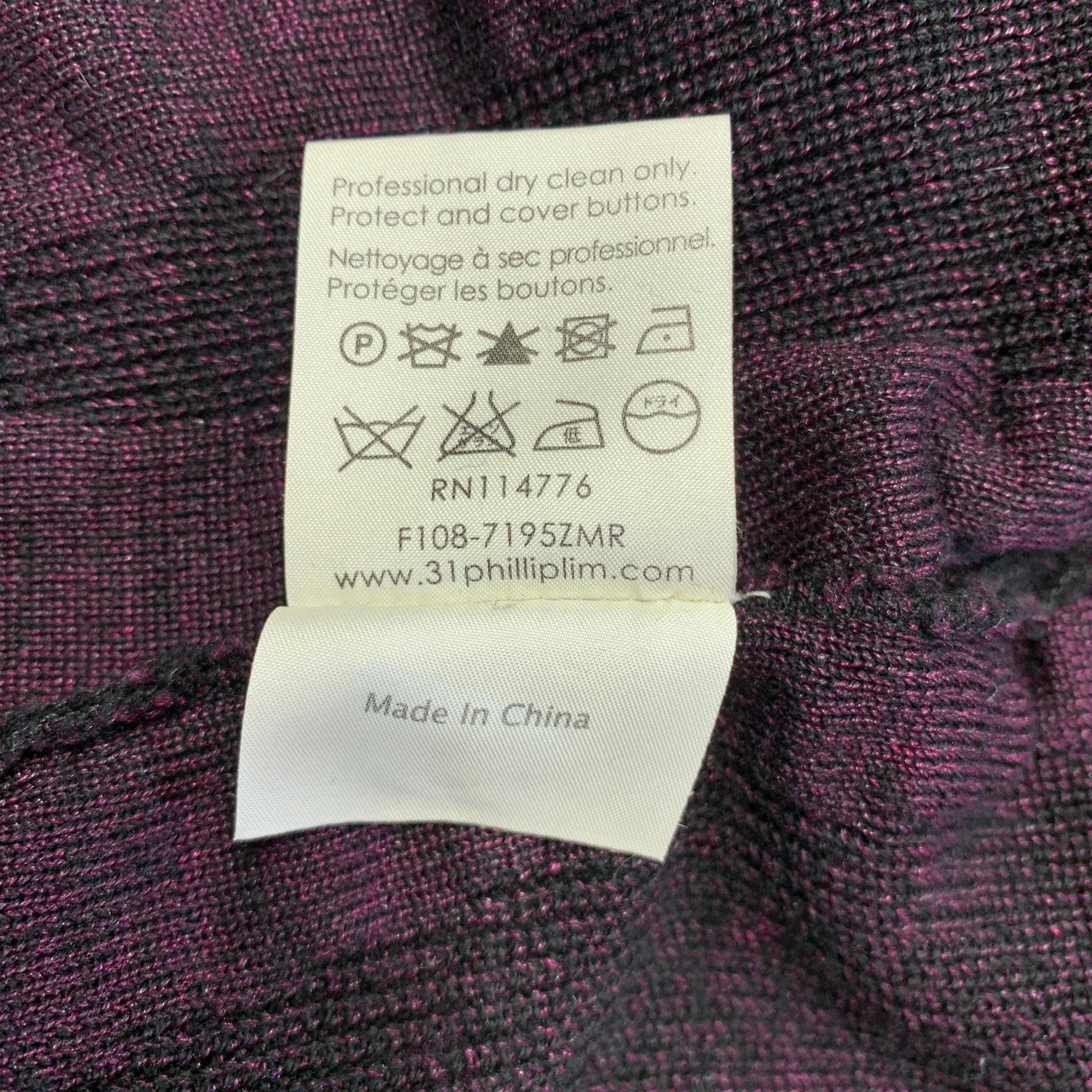 3.1 PHILLIP LIM Size M Purple Black Knit Geometric Belted Knee Length Dress For Sale 3