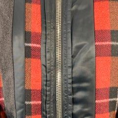 3.1 PHILLIP LIM Size S Black Red Grey Plaid Trim Nylon Bomber Jacket