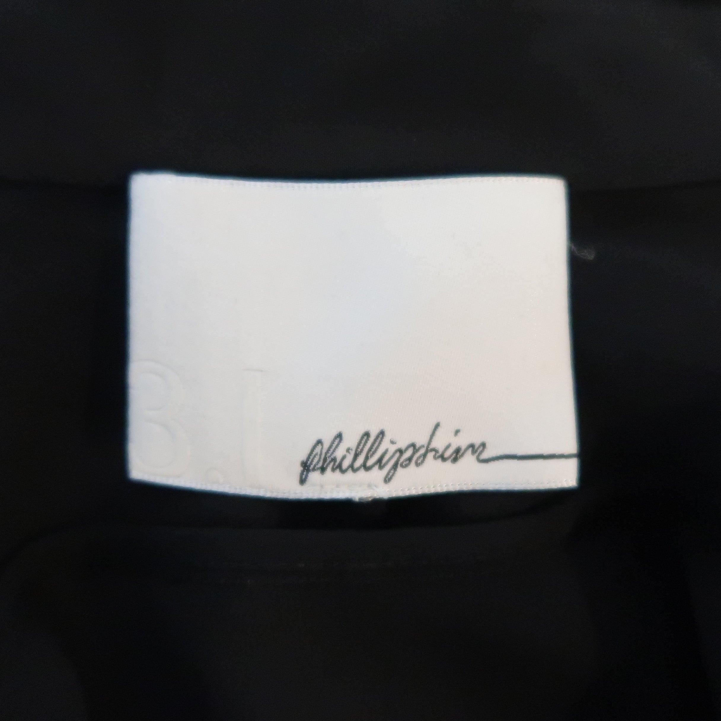 3.1 PHILLIP LIM Size S Black Silk Chiffon Lace Panel Band Collar Blouse For Sale 4