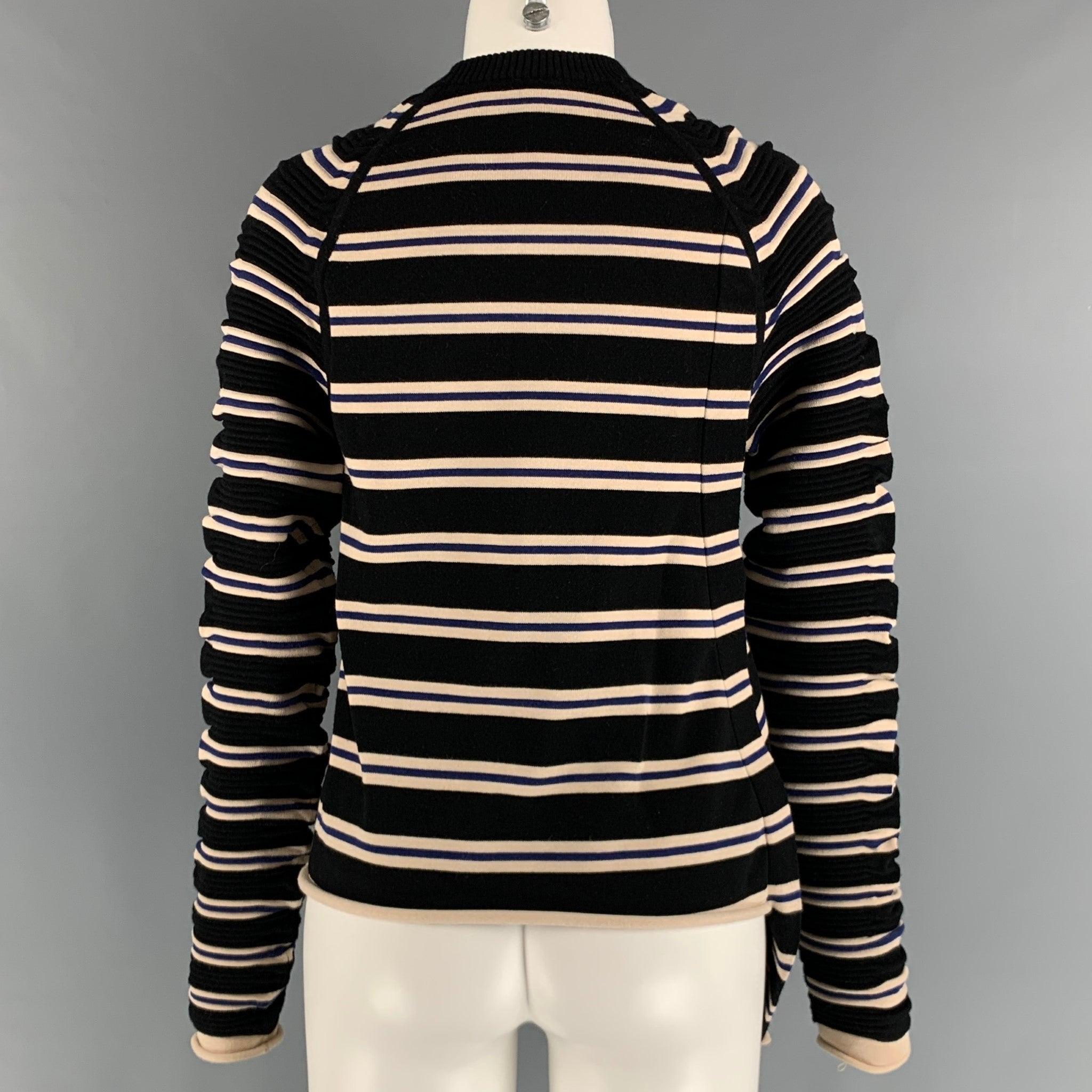 3.1 PHILLIP LIM Size S Navy Black Polyester Blend Stripe Pullover In Good Condition For Sale In San Francisco, CA