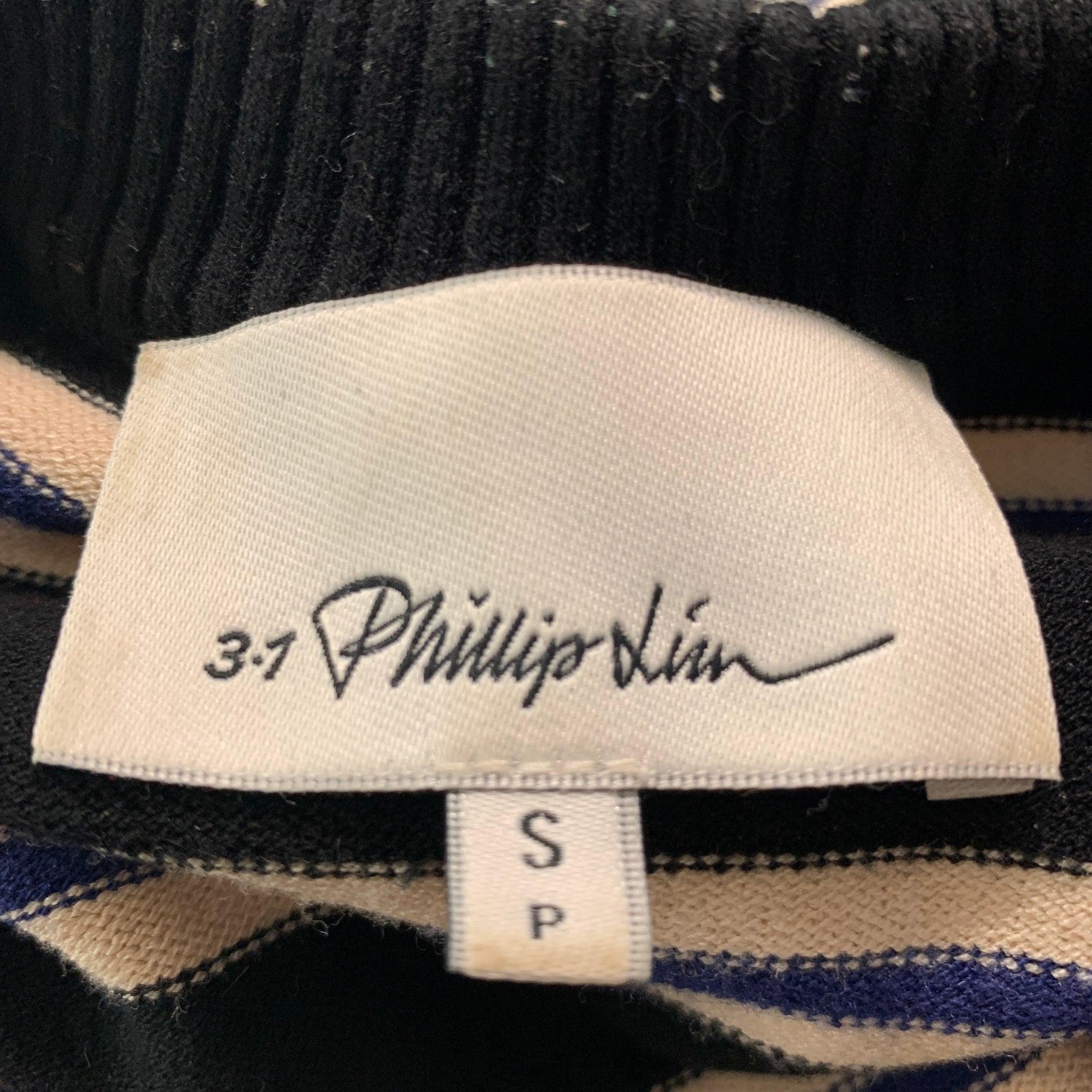 Women's 3.1 PHILLIP LIM Size S Navy Black Polyester Blend Stripe Pullover For Sale