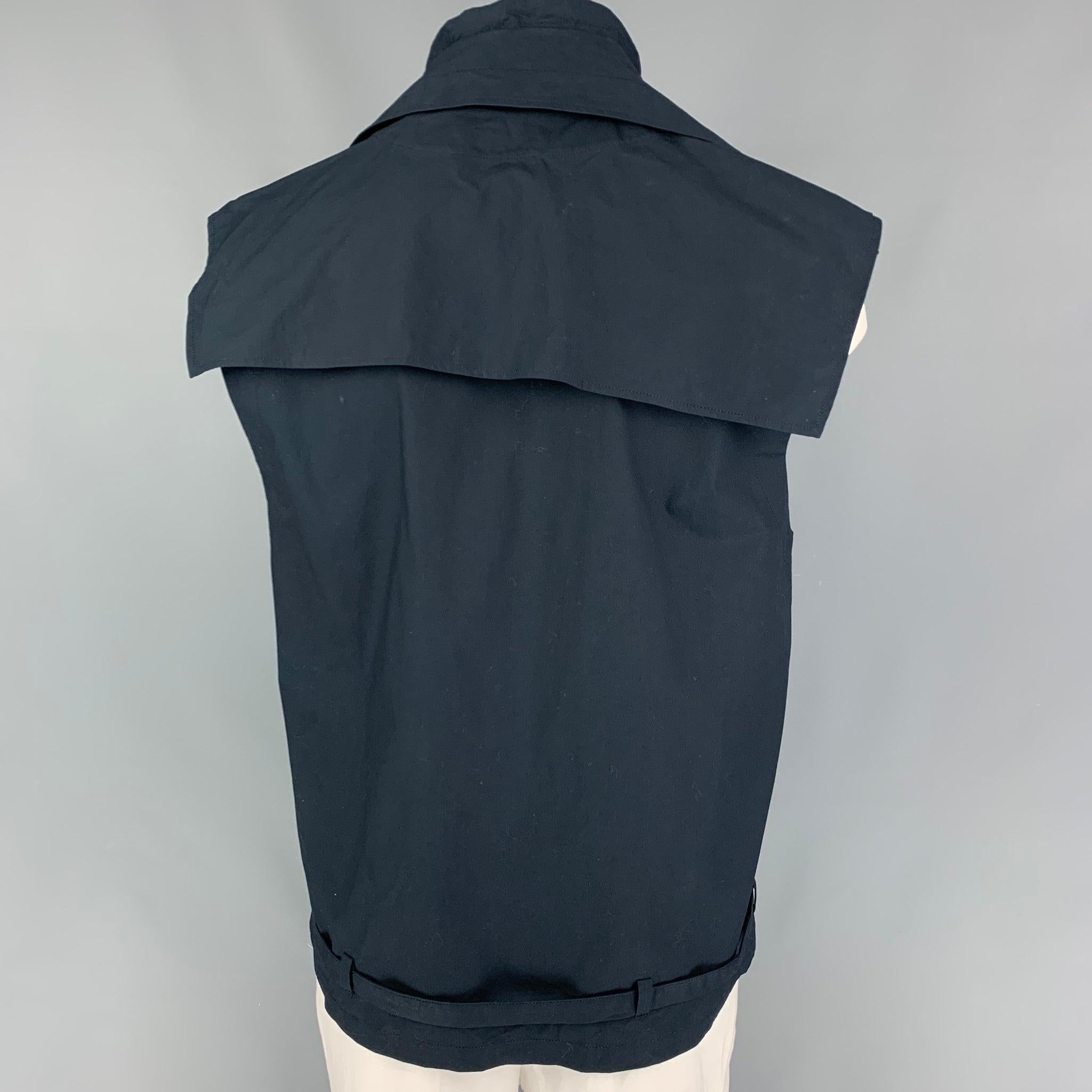 3.1 PHILLIP LIM Size S Navy Cotton High Collar Vest In Good Condition For Sale In San Francisco, CA