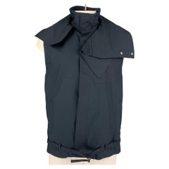 3.1 PHILLIP LIM Size S Navy Cotton High Collar Vest