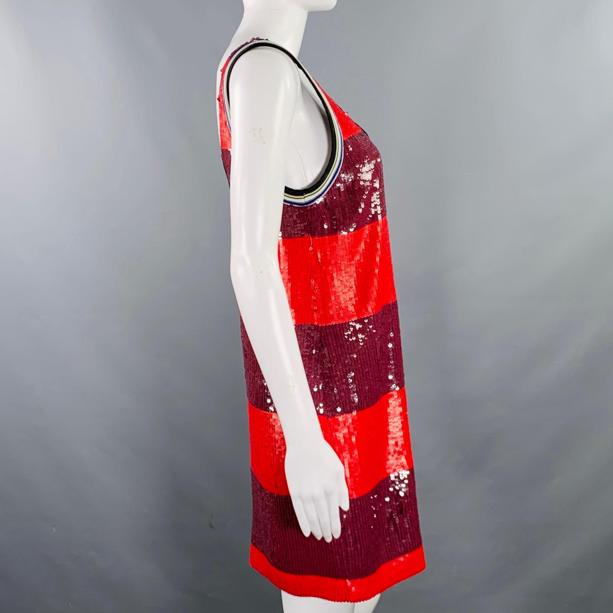 3.1 PHILLIP LIM dress
in a black silk featuring a tank style, all over sequined red and burgundy stripe design, and pullover closure. New with Tags. 

Marked:   S 

Measurements: 
 
Shoulder: 15 inches Bust: 32 inches Waist: 32 inches Hip: 32 inches