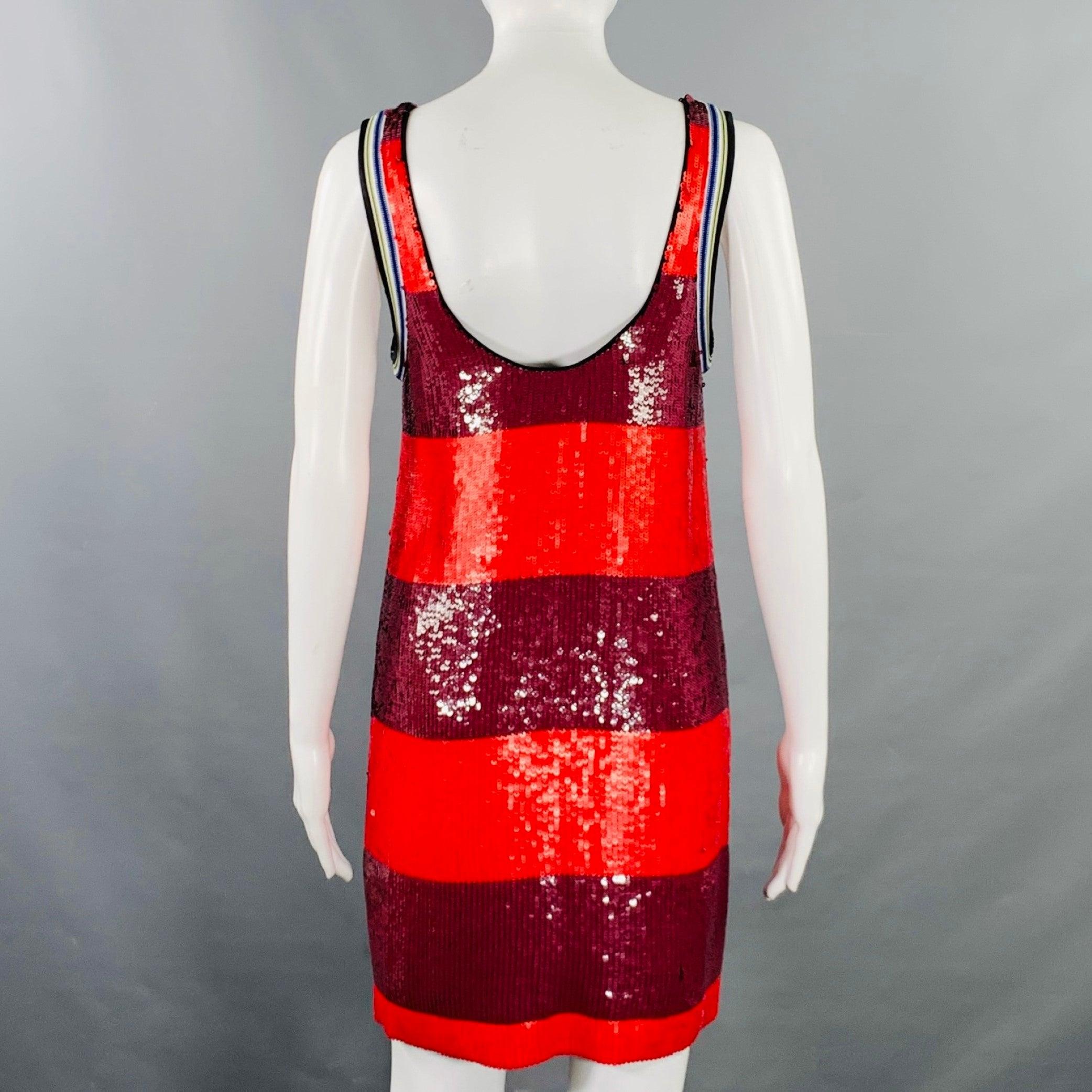 3.1 PHILLIP LIM Size S Red Burgundy Silk Stripe Tank Shift Dress In Excellent Condition For Sale In San Francisco, CA