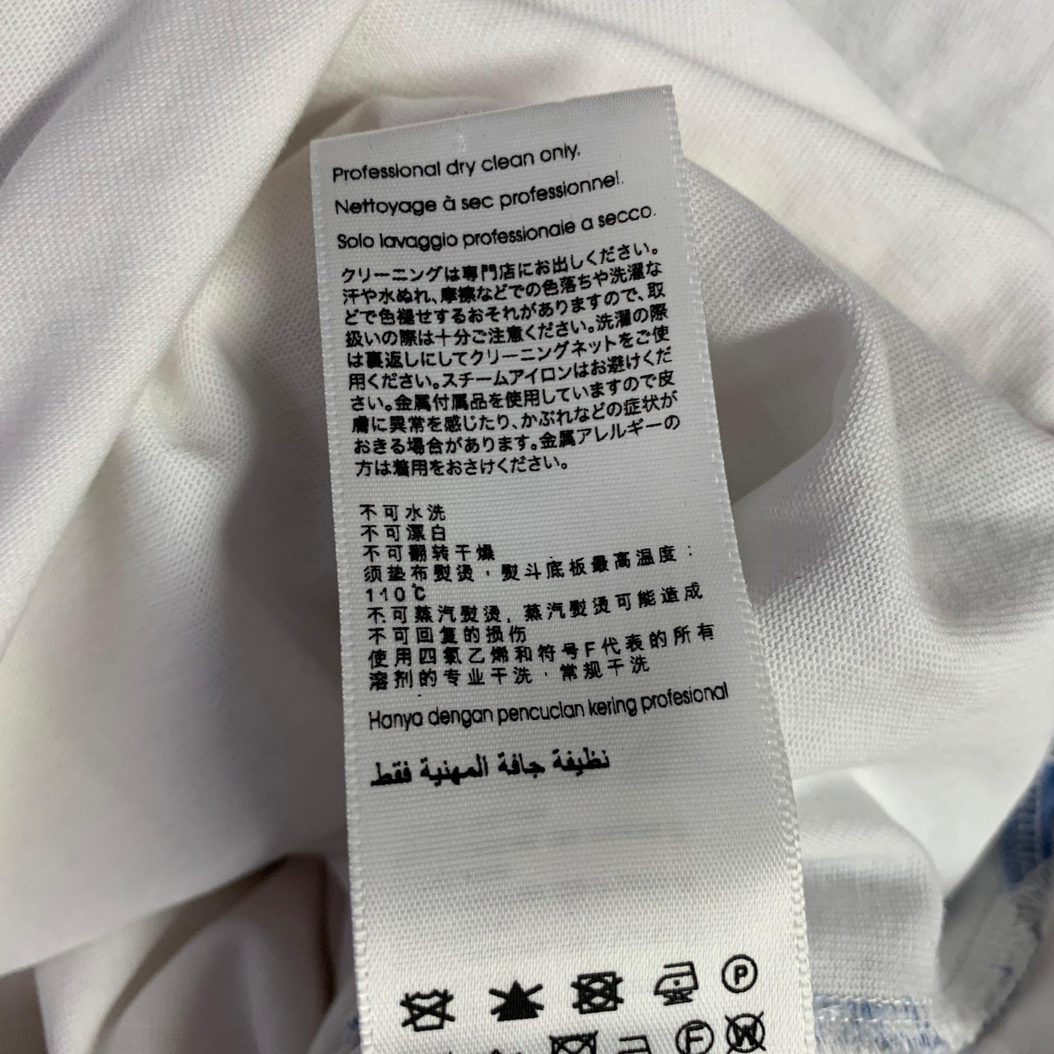 3.1 PHILLIP LIM Size S White Blue Mixed Materials Cotton Silk T-shirt For Sale 5