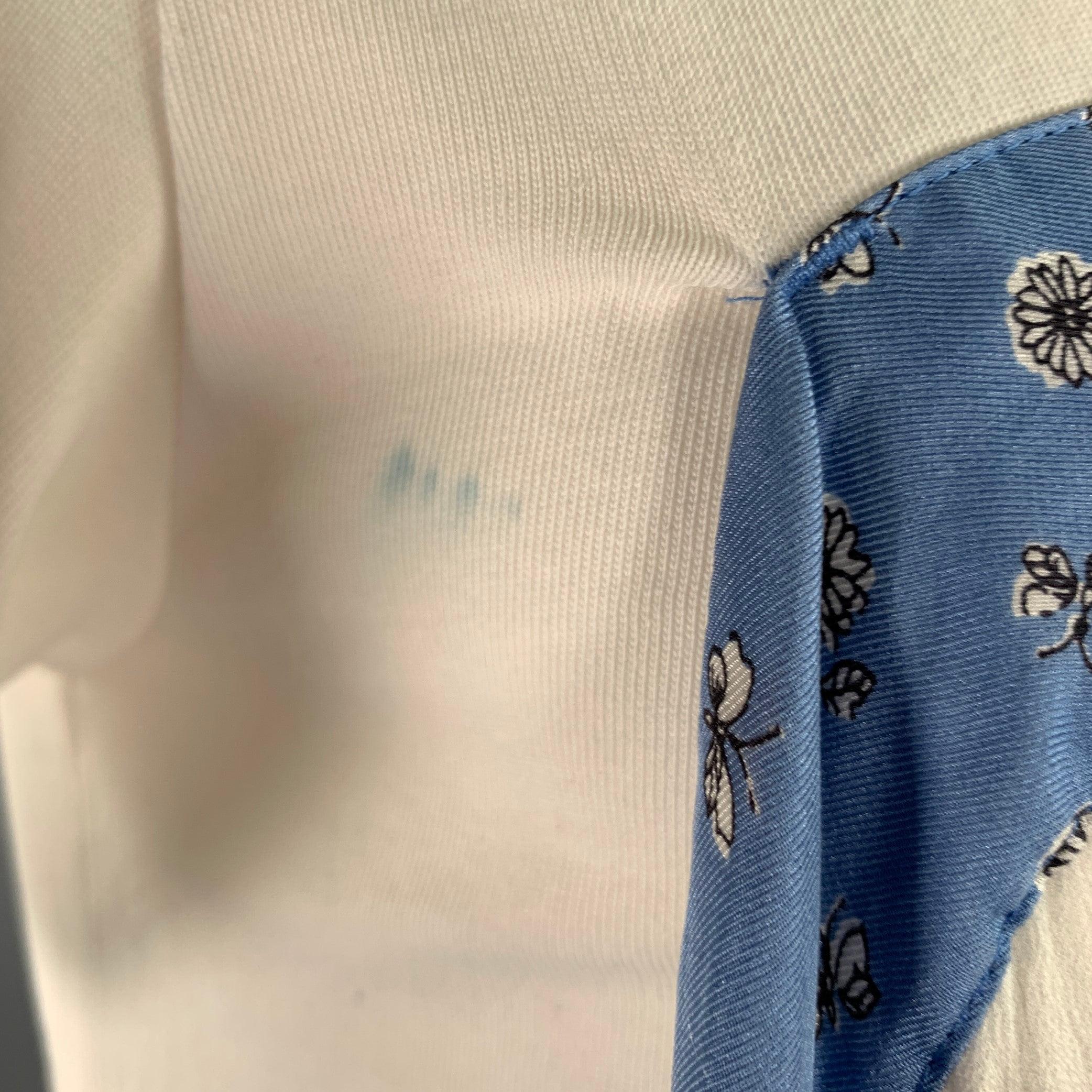 3.1 PHILLIP LIM Size S White Blue Mixed Materials Cotton Silk T-shirt For Sale 1