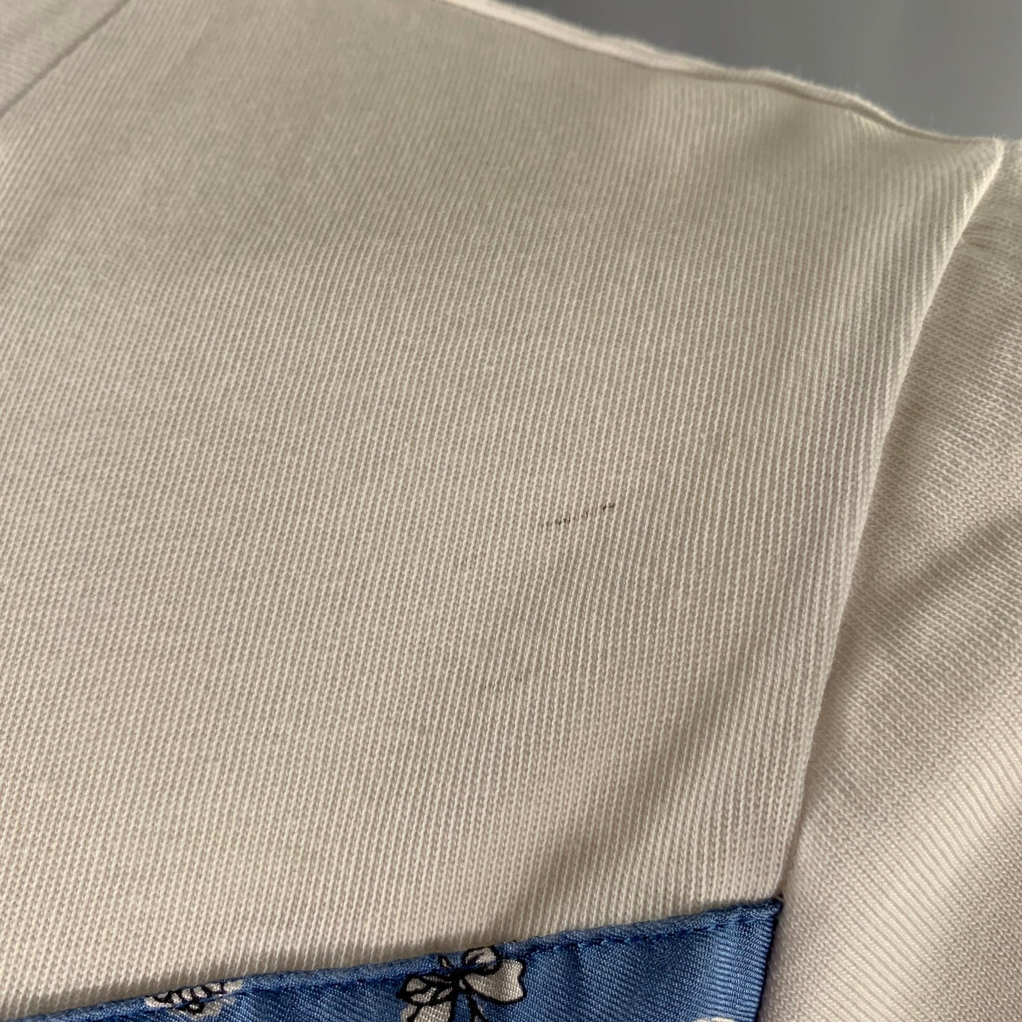 3.1 PHILLIP LIM Size S White Blue Mixed Materials Cotton Silk T-shirt For Sale 2