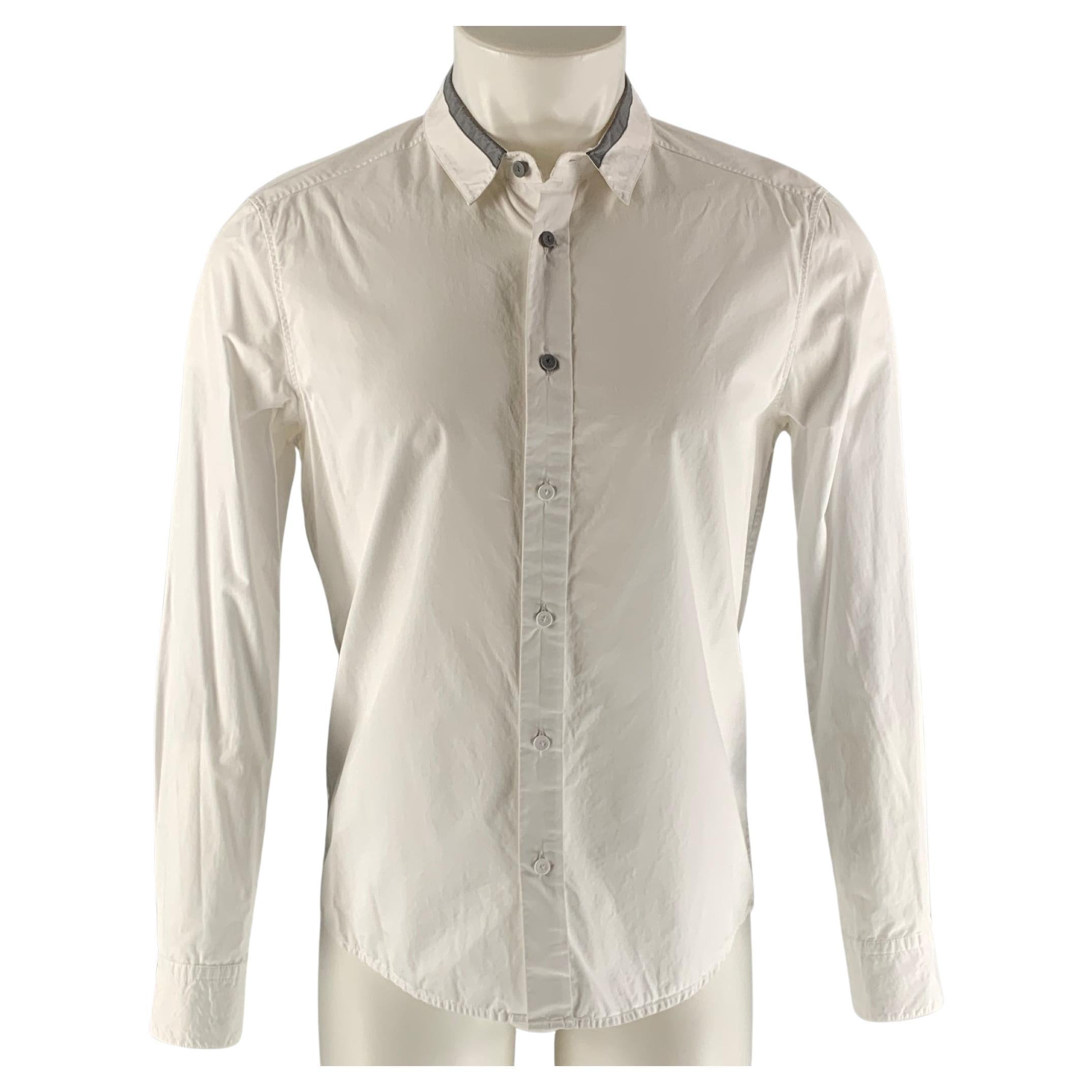 3.1 PHILLIP LIM Size S White Solid Cotton Button Up Long Sleeve Shirt