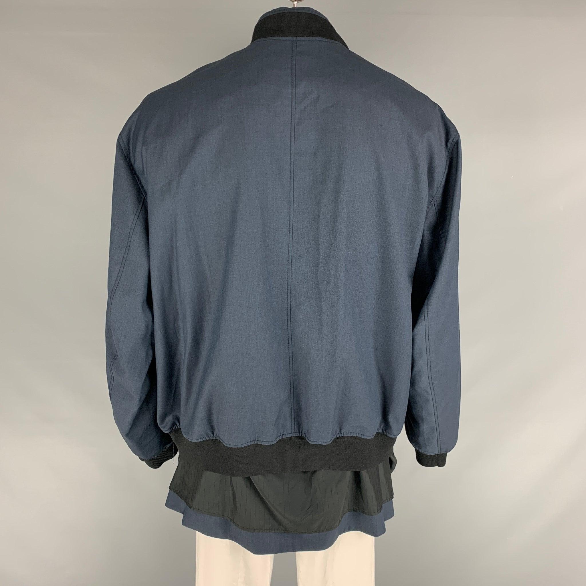 3.1 PHILLIP LIM Size XL Navy Wool Zip Up Jacket For Sale 2