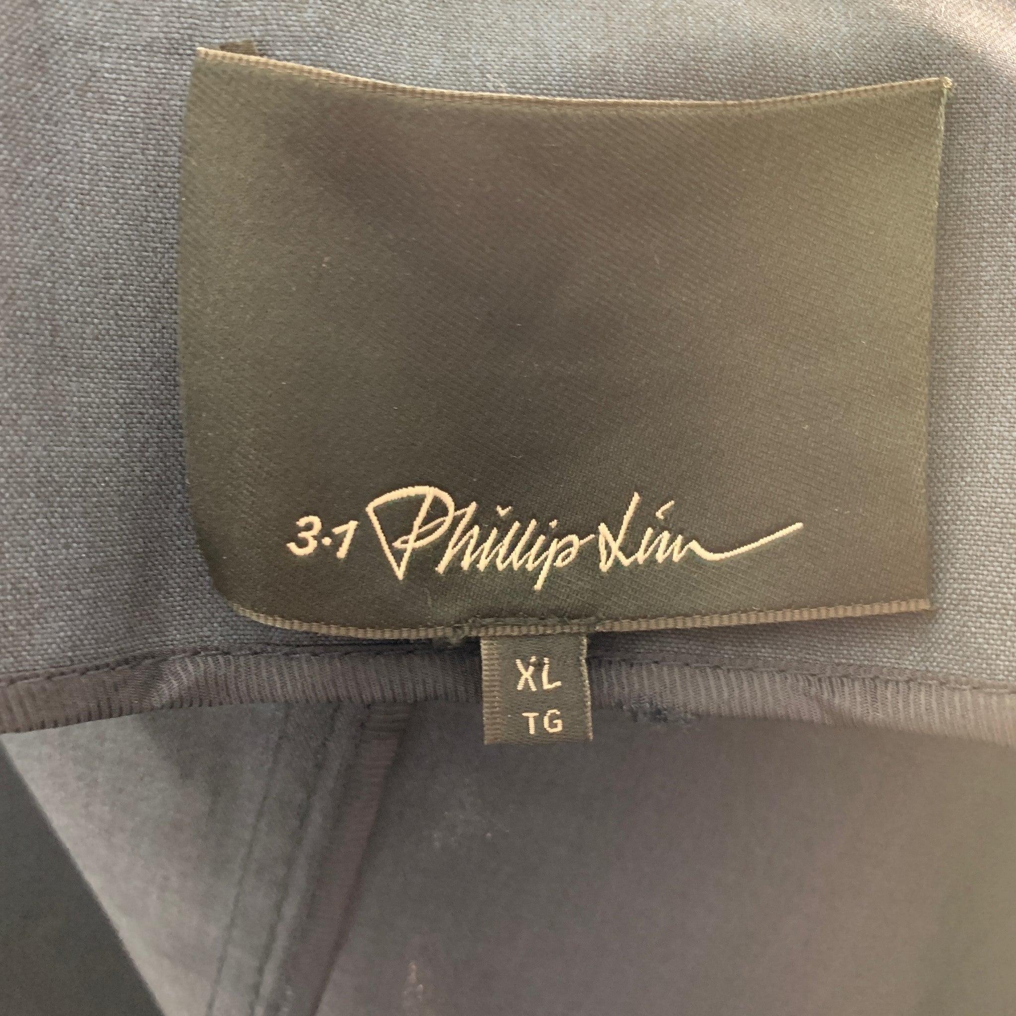 3.1 PHILLIP LIM Size XL Navy Wool Zip Up Jacket For Sale 3