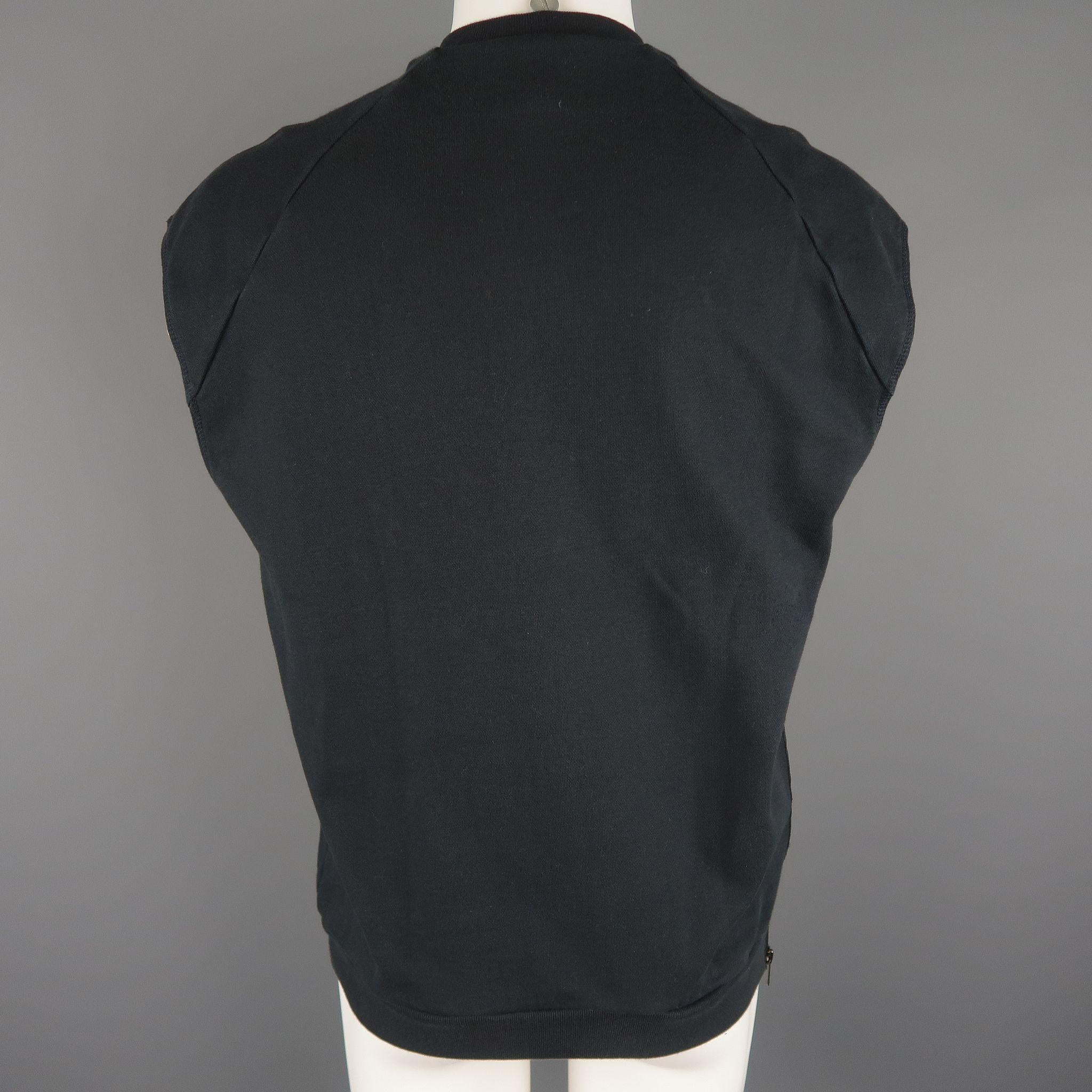 Men's 3.1 PHILLIP LIM Size XS Black Embroidery Cotton Sleeveless Pullover Sweater