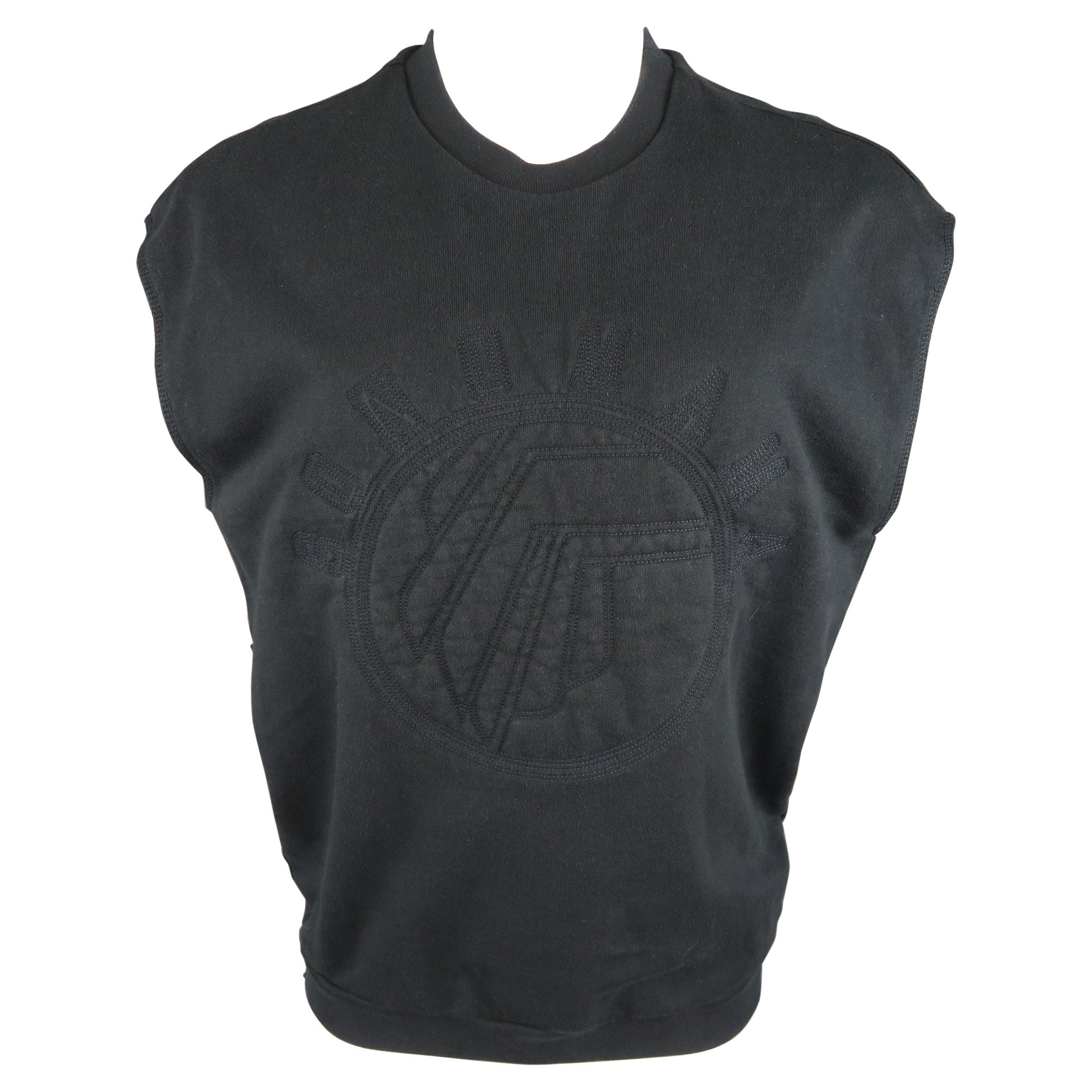 3.1 PHILLIP LIM Size XS Black Embroidery Cotton Sleeveless Pullover Sweater