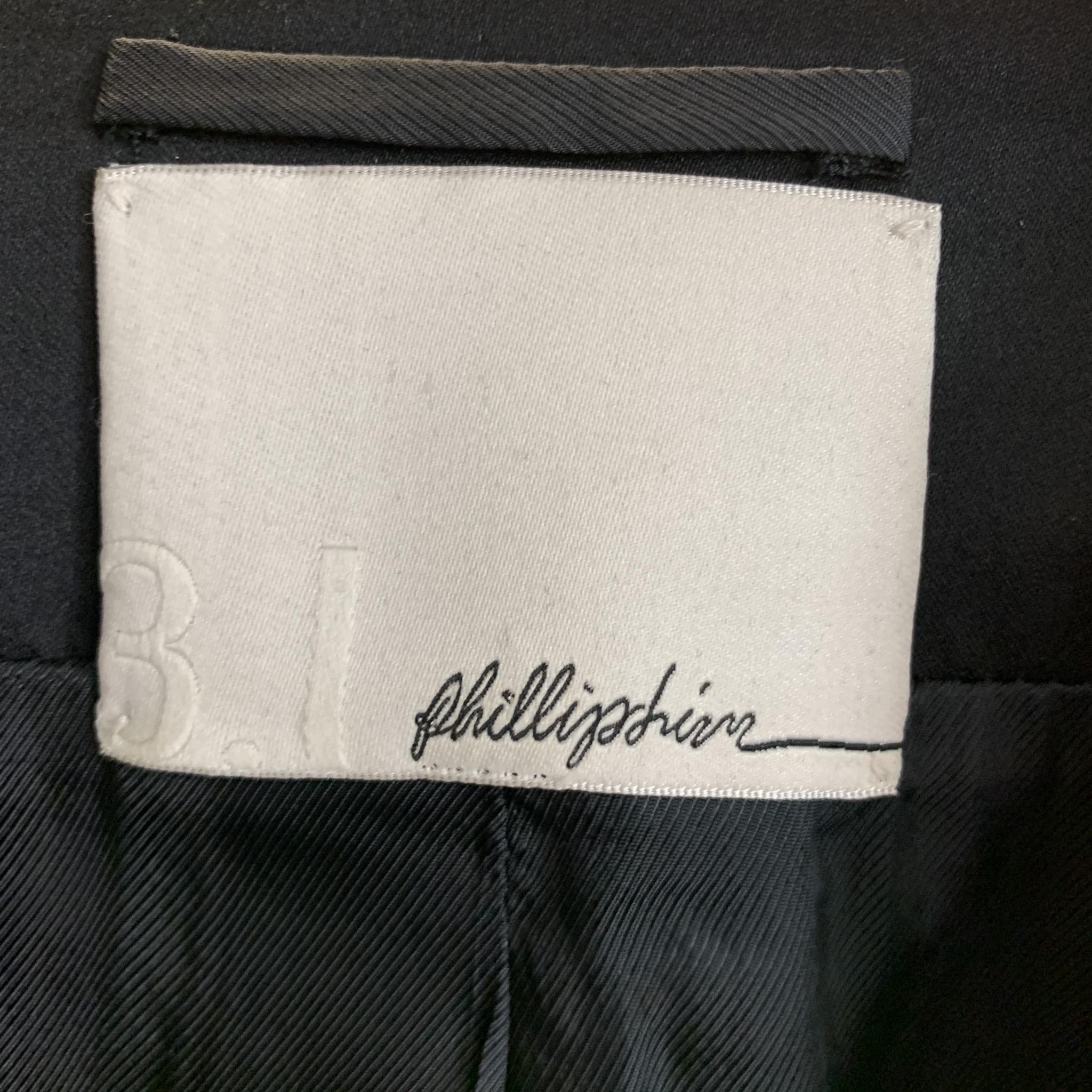 3.1 PHILLIP LIM Size XS Black Woven Tuxedo Lapel Leather Cuff Tails Jacket 3