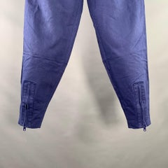 3.1 Phillip Lim Taglia XS Pantaloni casual a vita alta in cotone e lino blu con coulisse