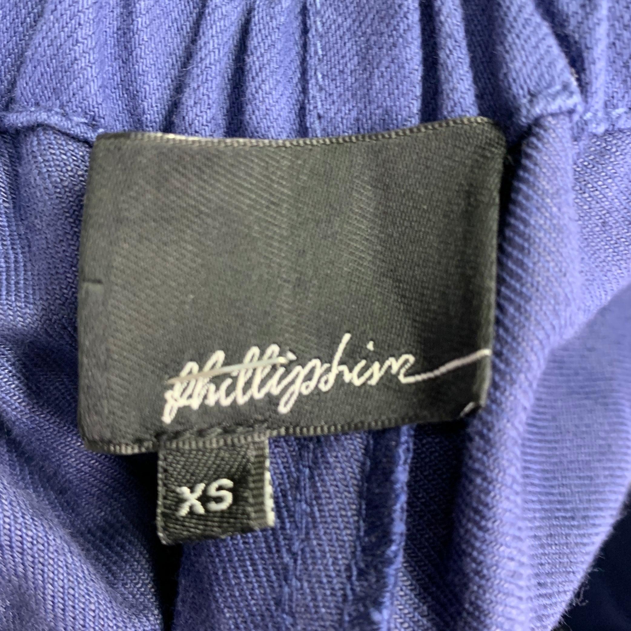 3.1 PHILLIP LIM Größe XS Blaue Baumwoll-Leinen-Hose mit hoher Taille und Kordelzug Freizeithose im Angebot 2