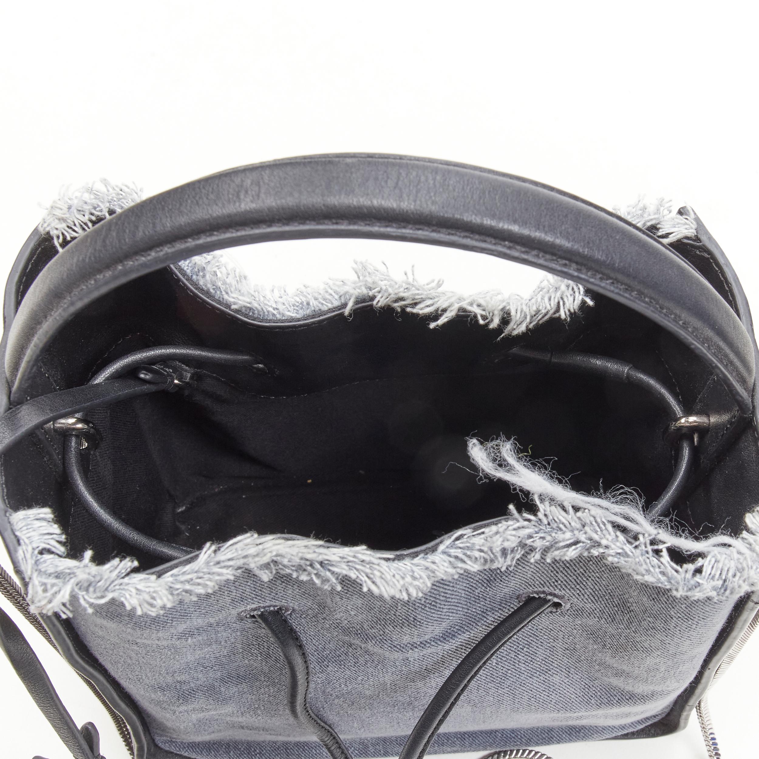 3.1 PHILLIP LIM Soleil blue denim black leather drawstring top handle bucket bag 2