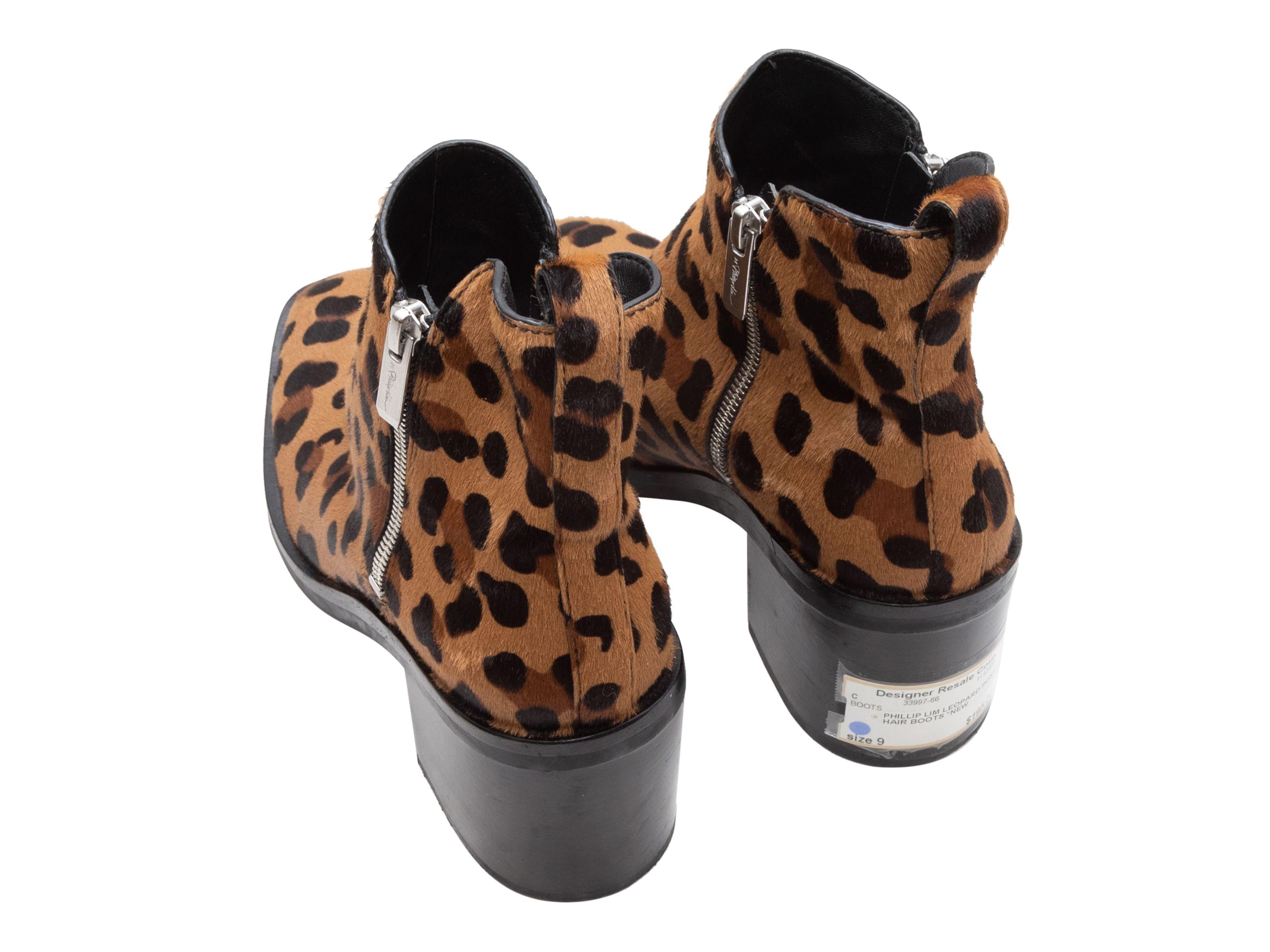 Women's or Men's 3.1 Phillip Lim Tan & Black Leopard Print Ponyhair Ankle Boots