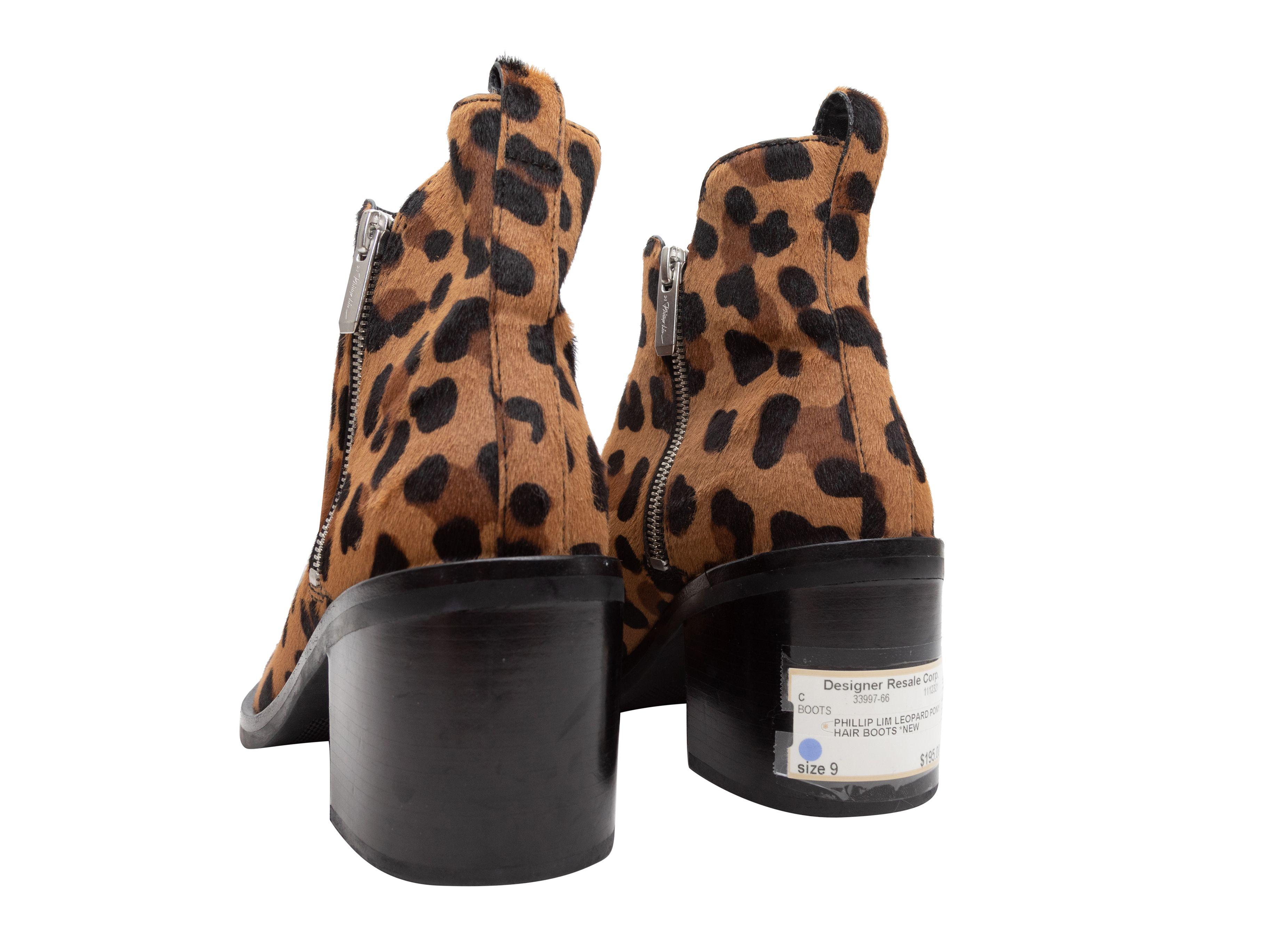 3.1 Phillip Lim Tan & Black Leopard Print Ponyhair Ankle Boots 1