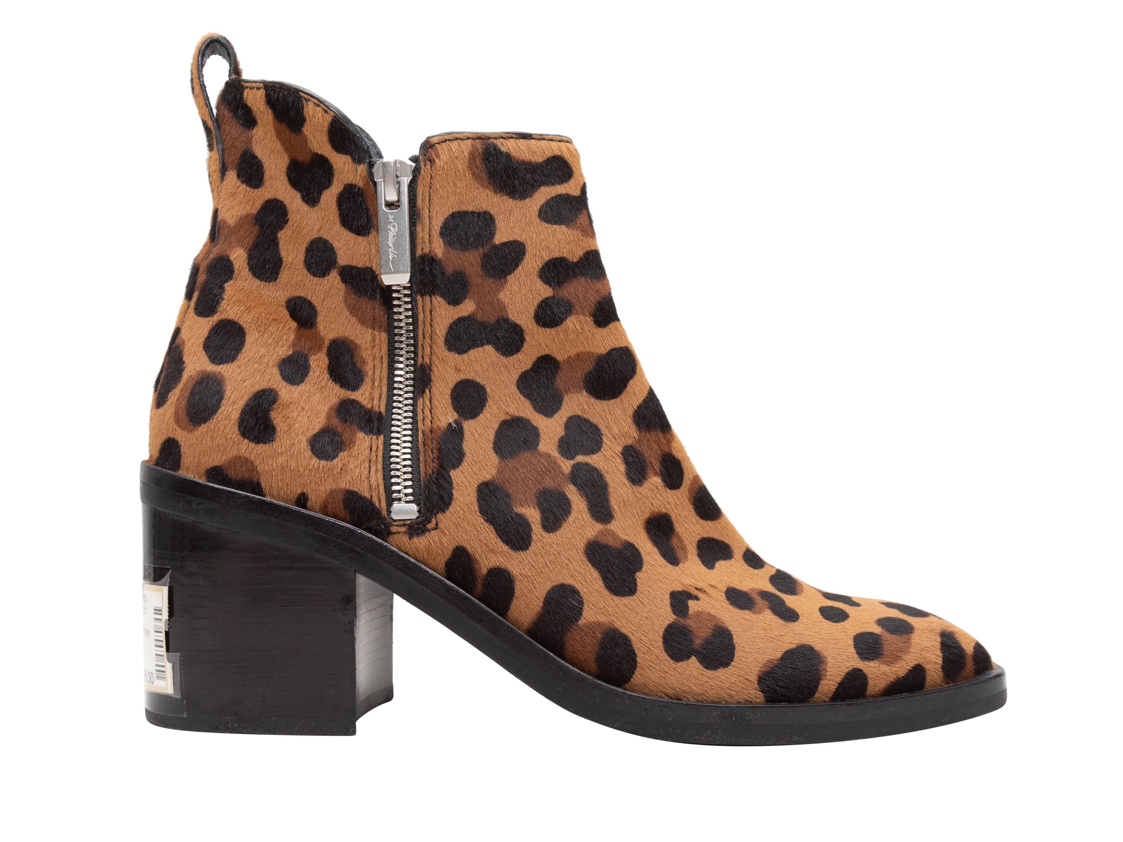 3.1 Phillip Lim Tan & Black Leopard Print Ponyhair Ankle Boots 2