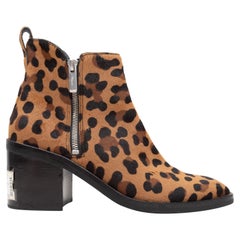 3.1 Phillip Lim Tan & Black Leopard Print Ponyhair Ankle Boots