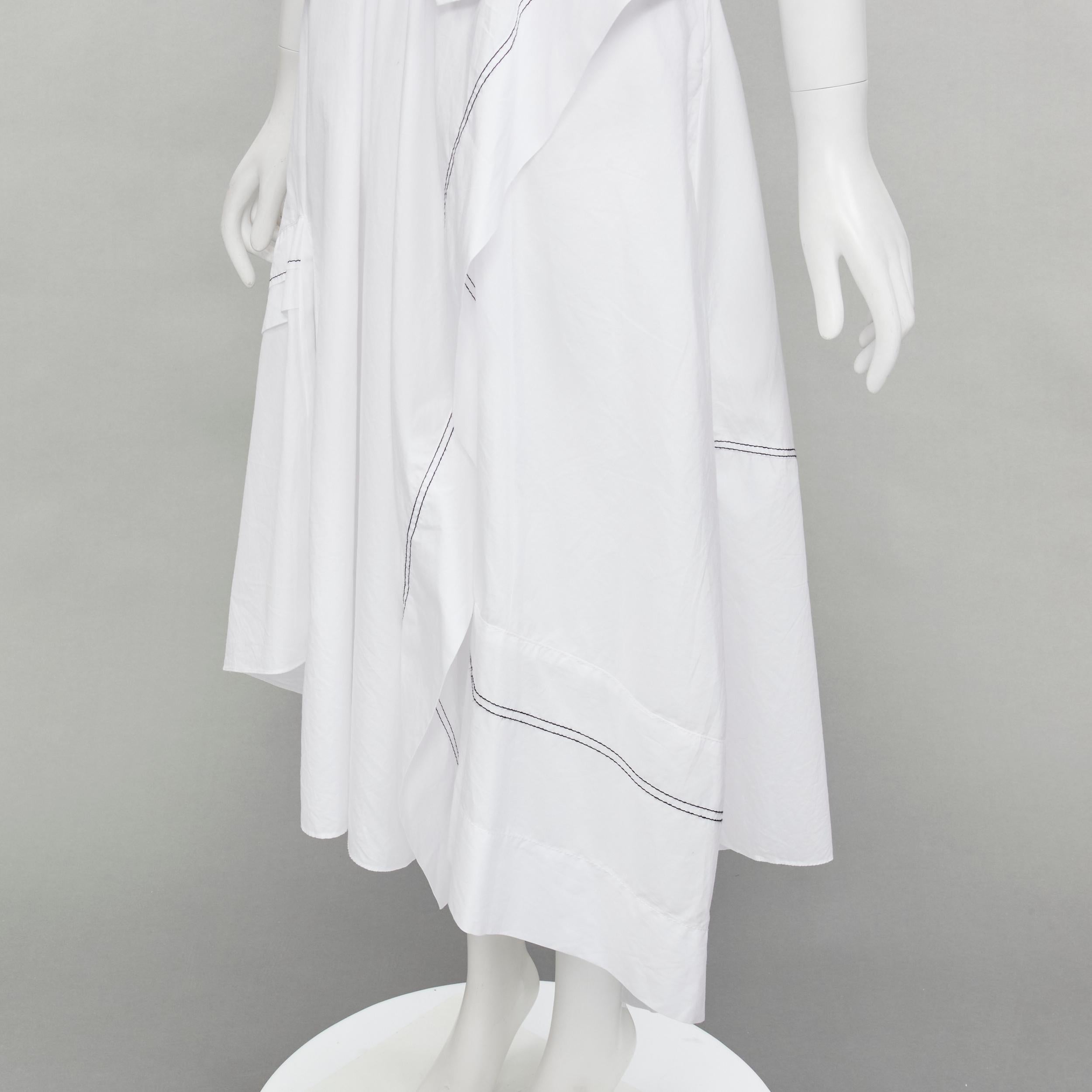 3.1 PHILLIP LIM white cotton tshirt overstitch detail belted dress US6 S 3